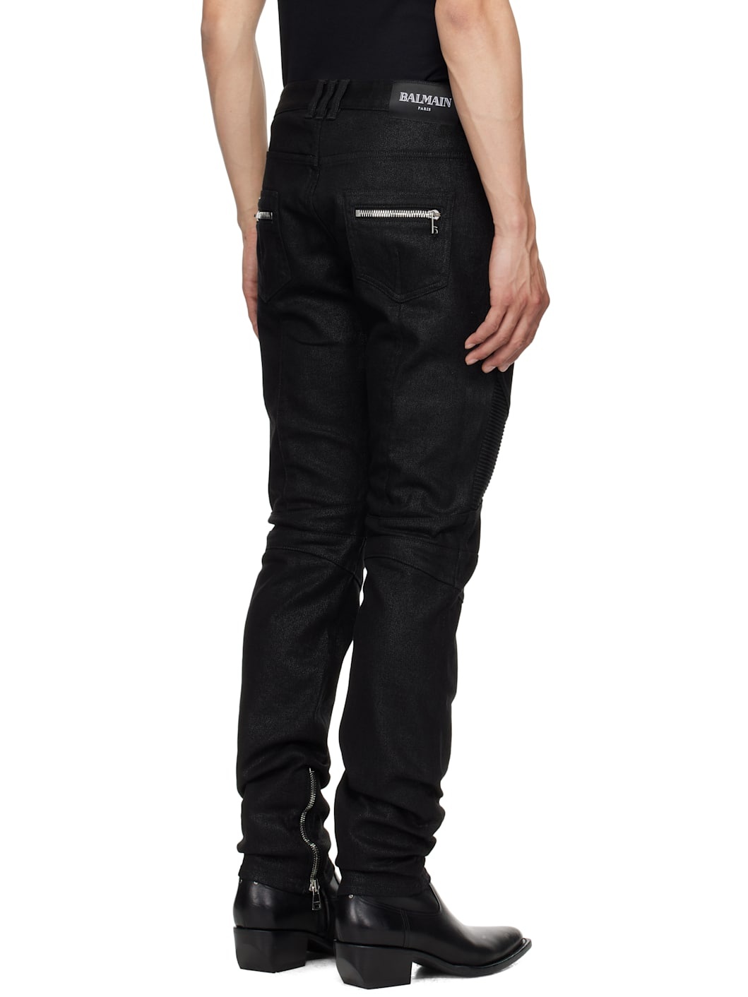 Black Slim-Fit Biker Jeans - 3