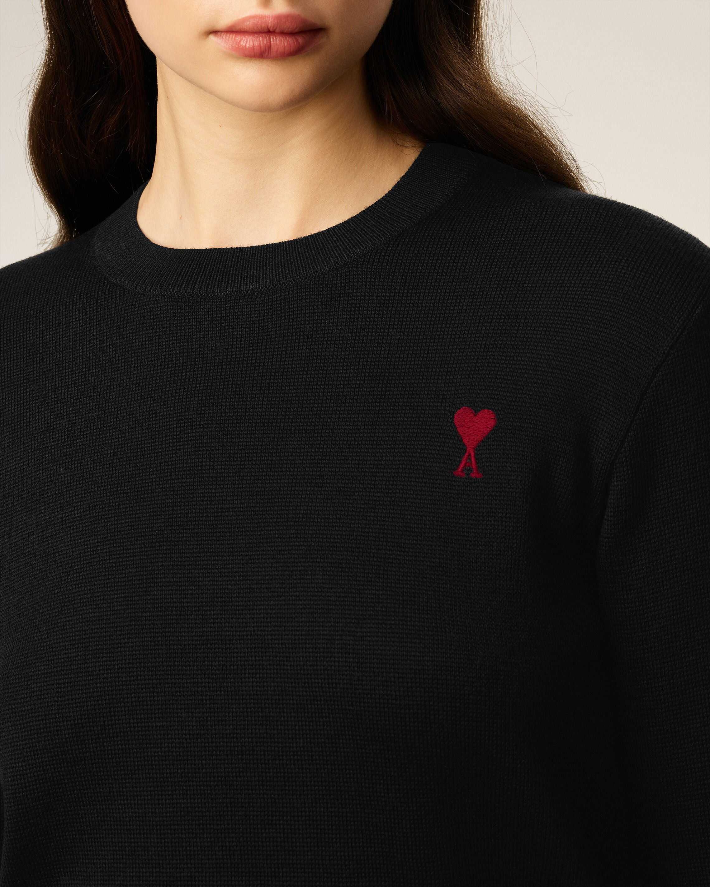 BLACK WOOL AMI DE COEUR CREWNECK SWEATER - 4