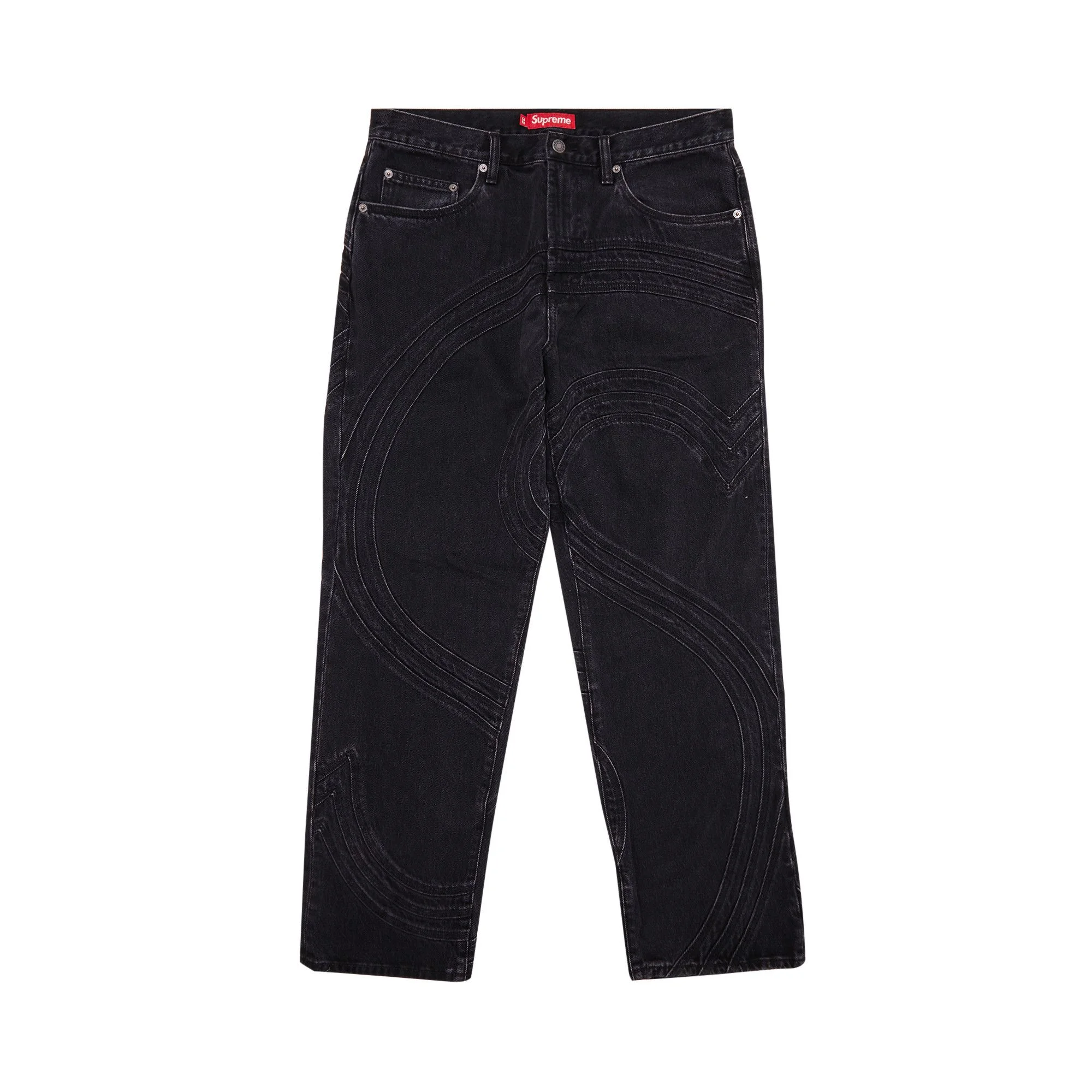 Supreme S Logo Loose Fit Jean 'Washed Black' - 1