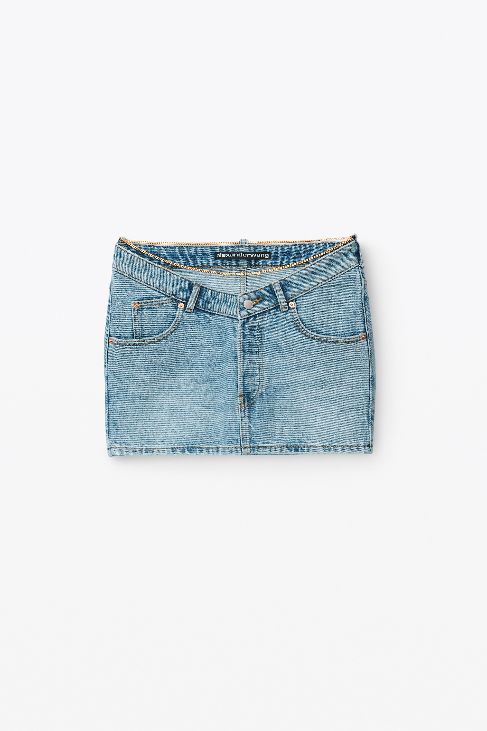 nameplate v front skirt in denim - 1