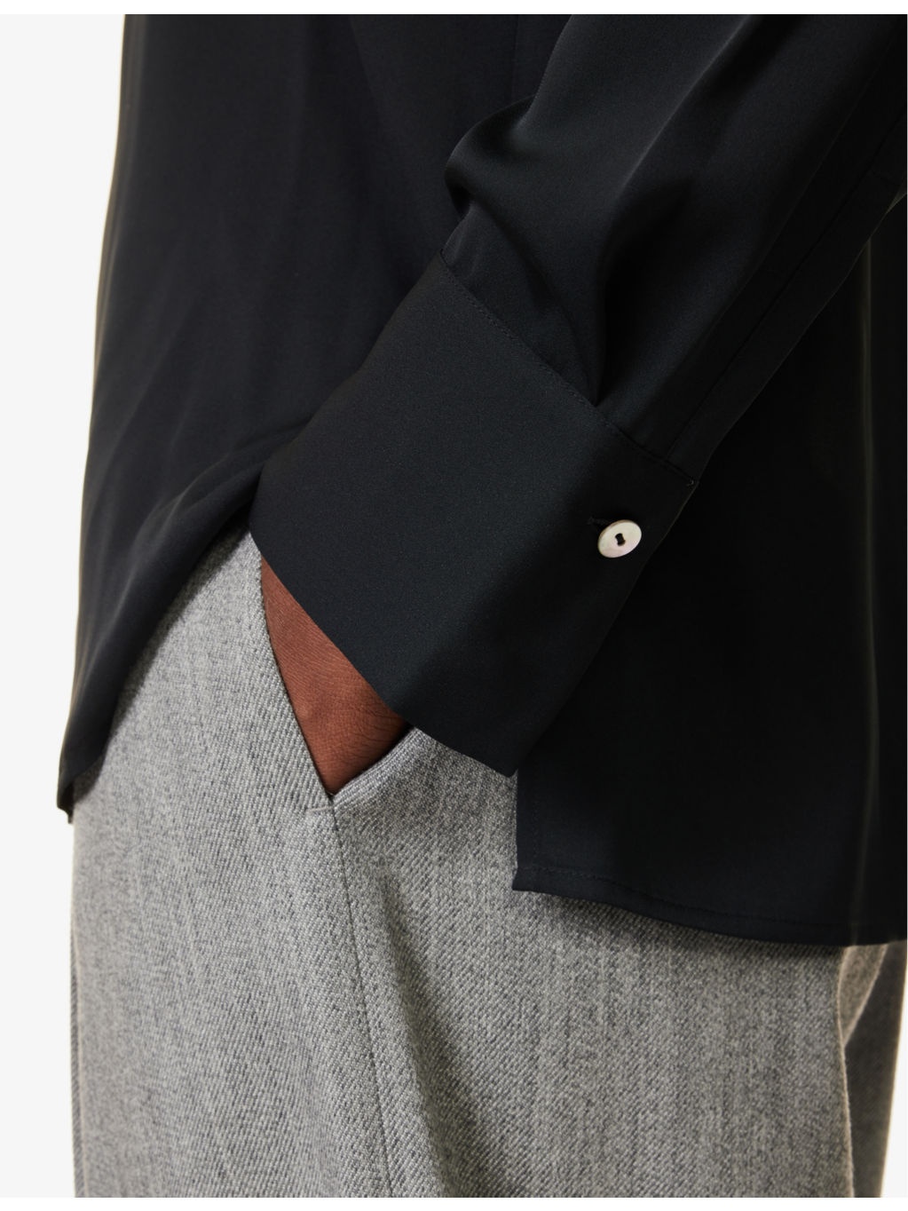Collar V-neck silk-blend shirt - 5