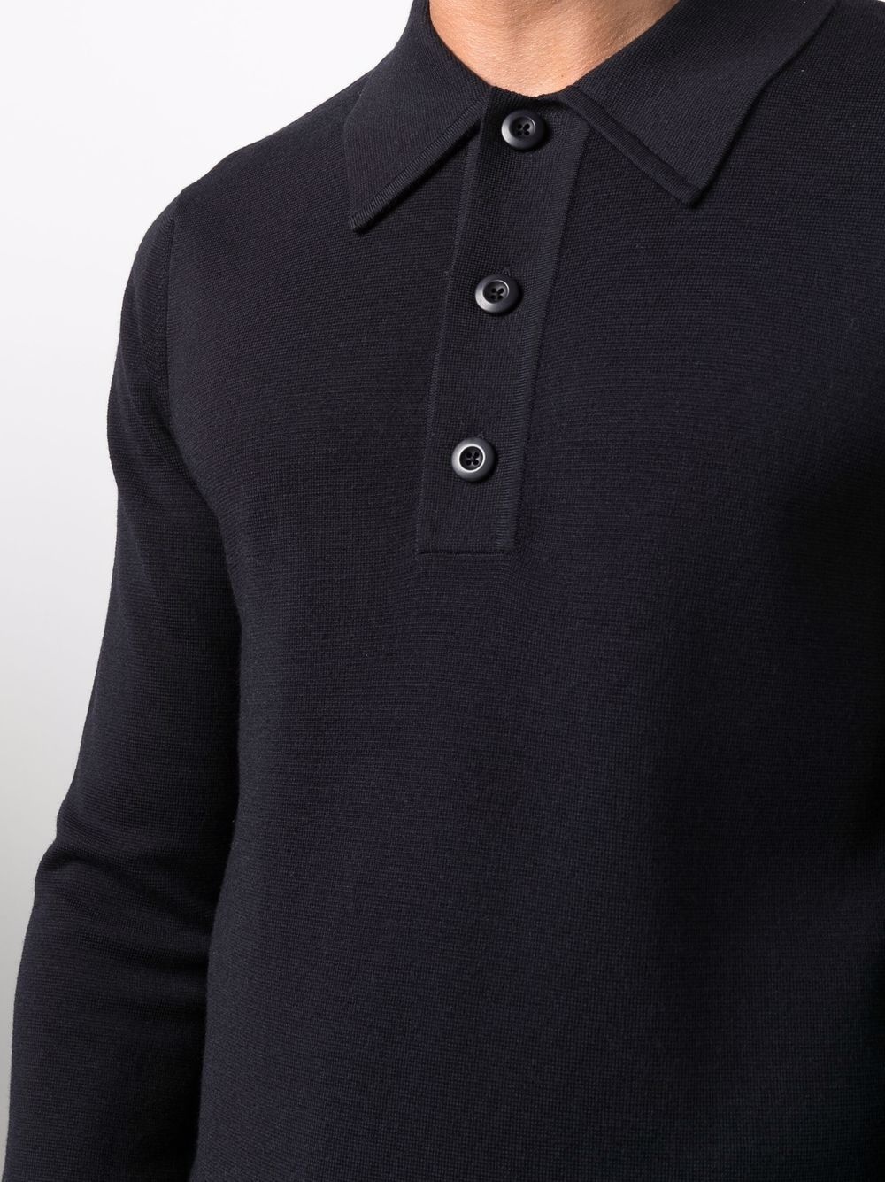 long-sleeve wool polo shirt - 5