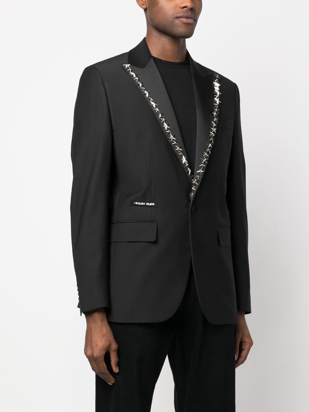 star stud-embellished single-breasted blazer - 3