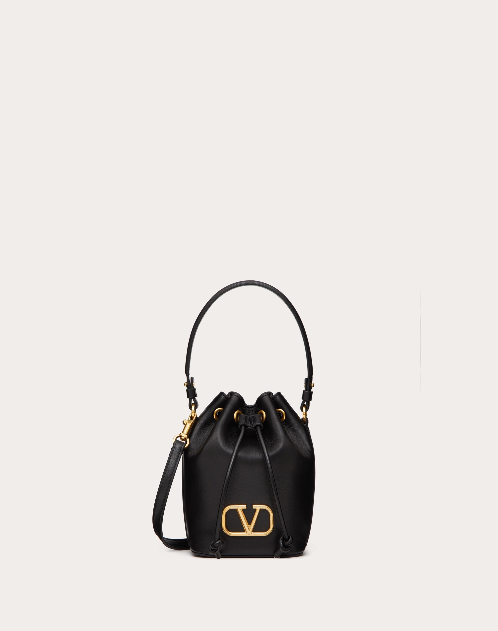 MINI VLOGO SIGNATURE BUCKET BAG IN NAPPA LEATHER - 1