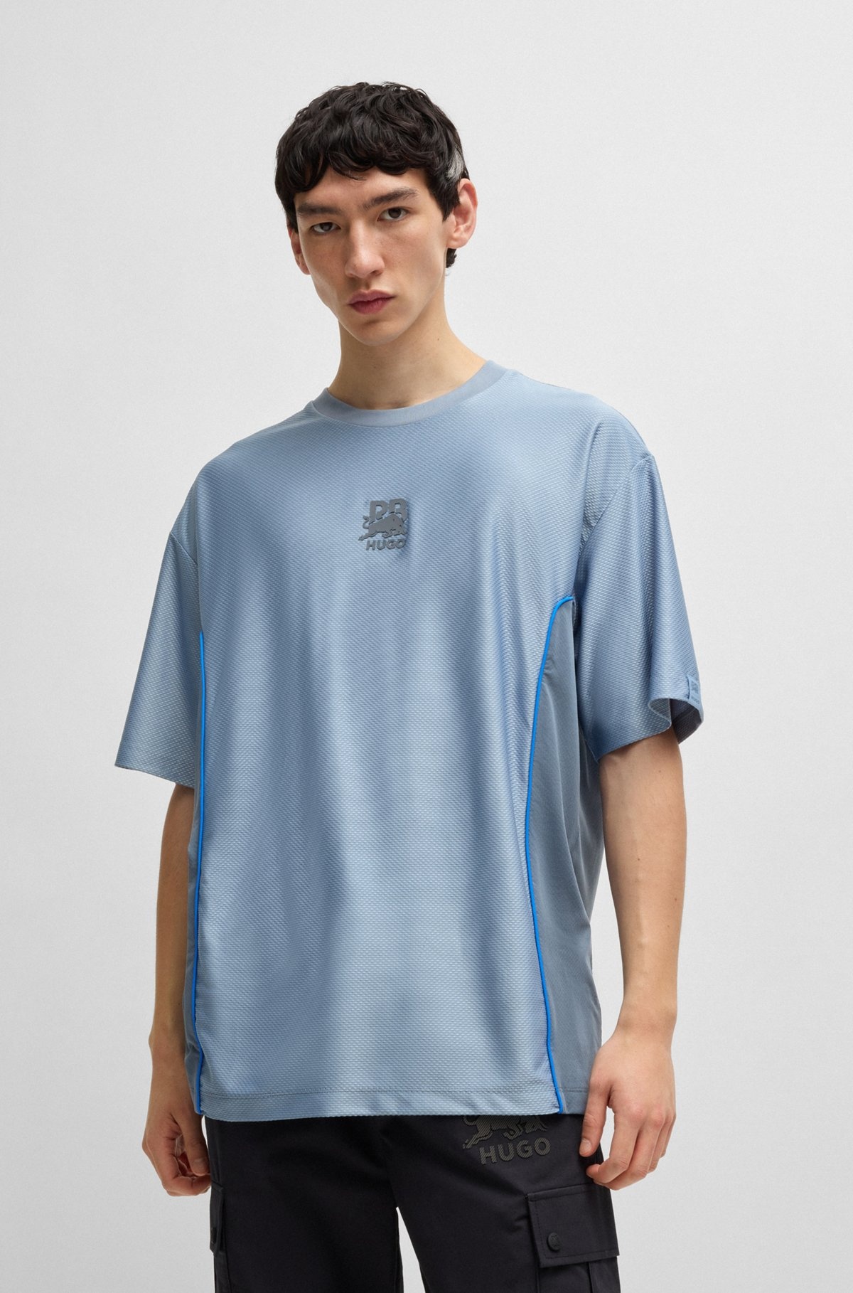 HUGO X RB STRUCTURED-JERSEY T-SHIRT WITH PIPING DETAILS - 2