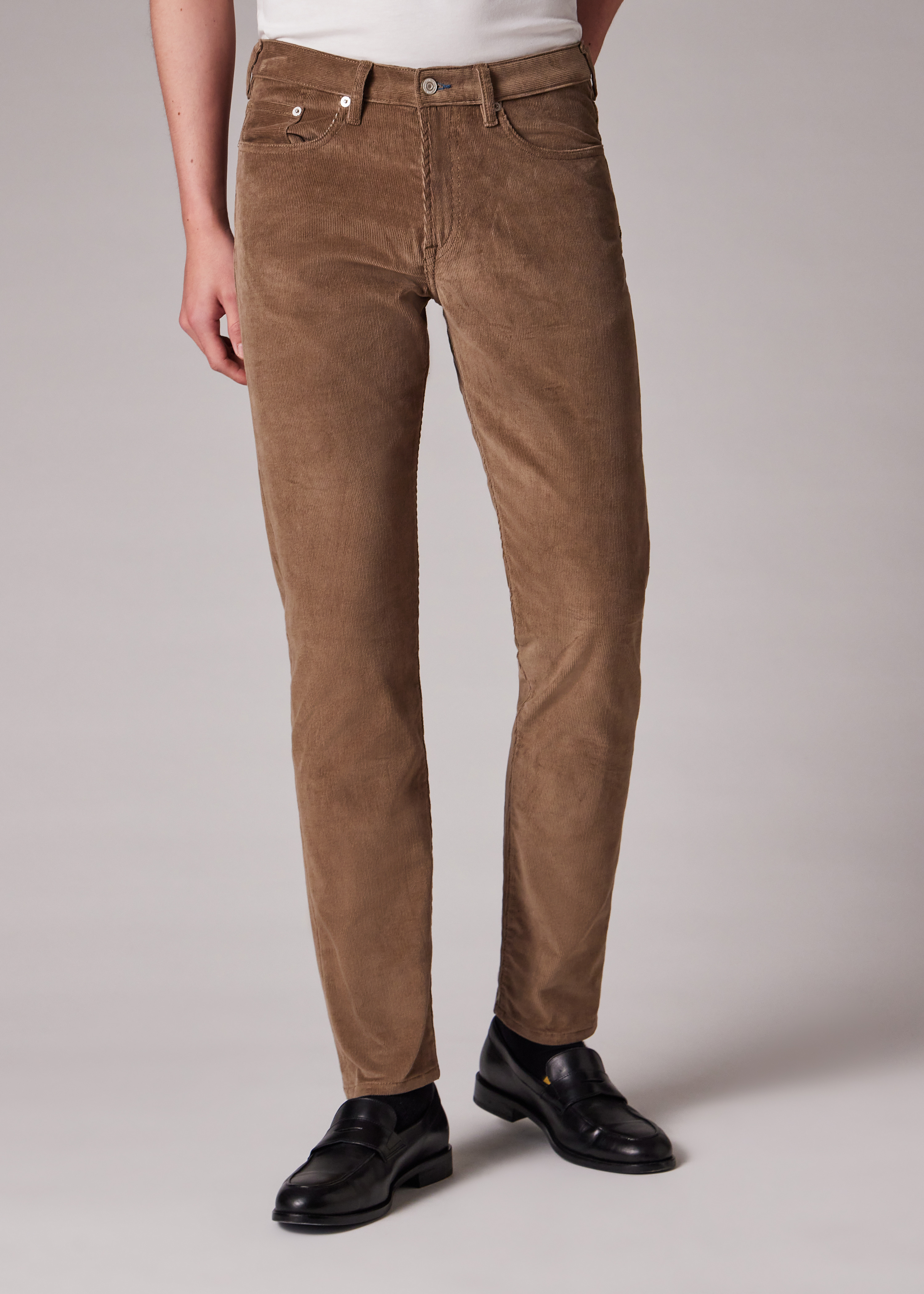 Tapered-Fit Light Brown Corduroy Trousers - 3