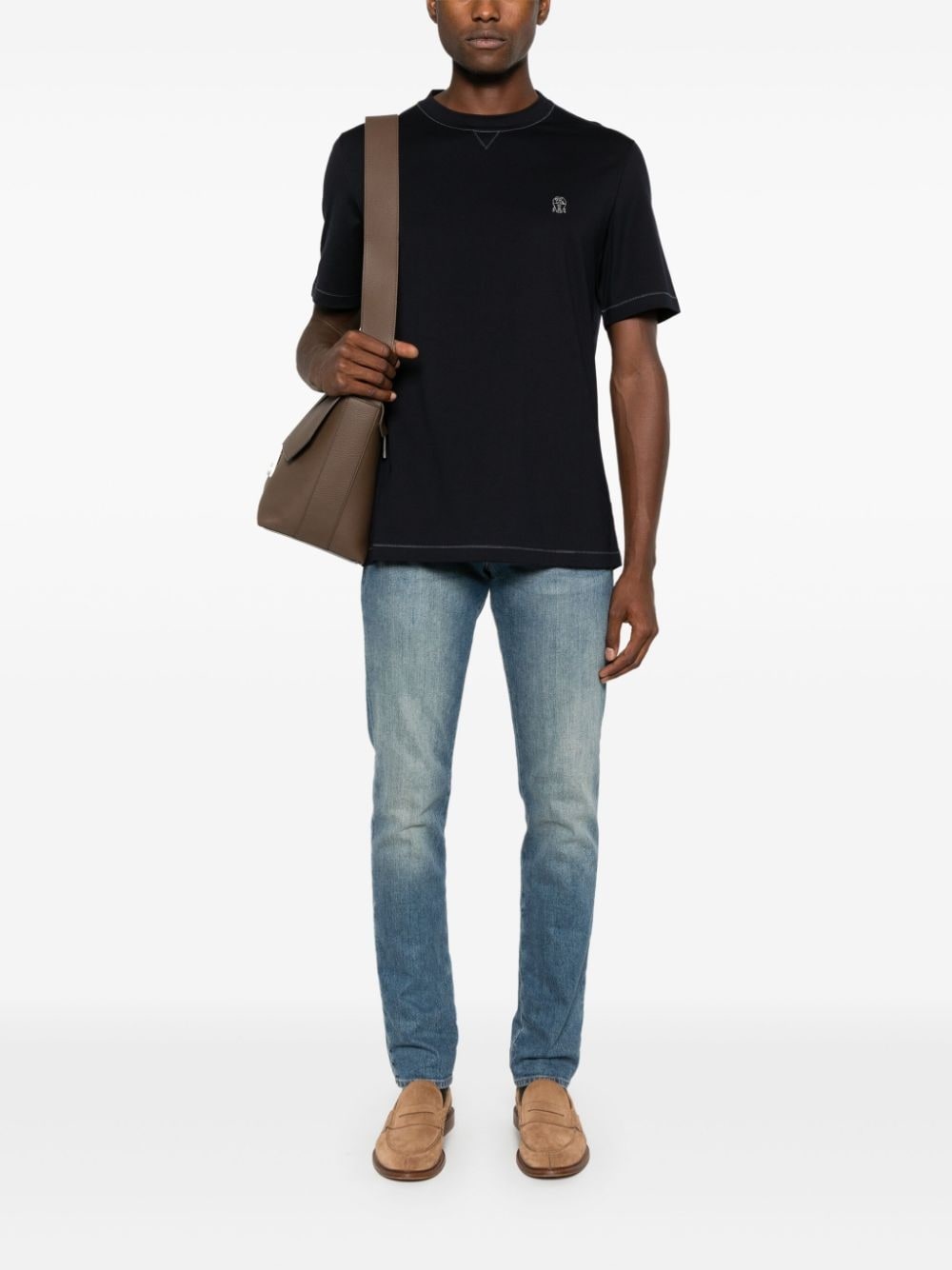 contrast-stitching T-shirt - 2