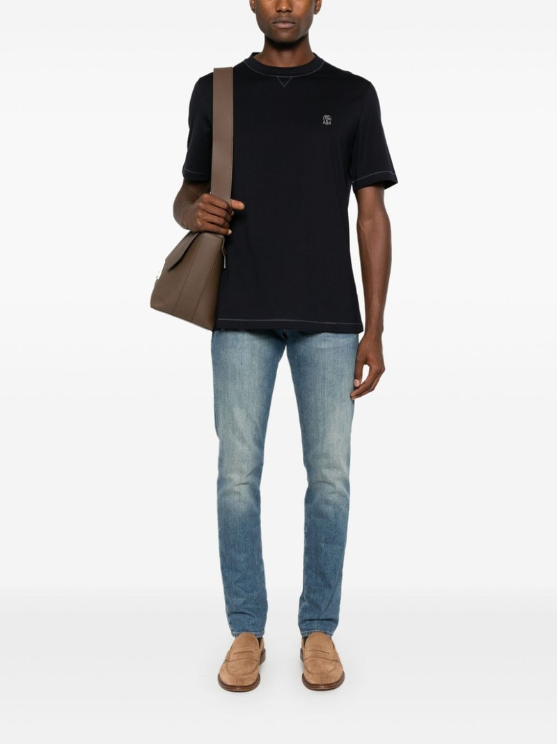 Brunello Cucinelli contrast-stitching T-shirt outlook