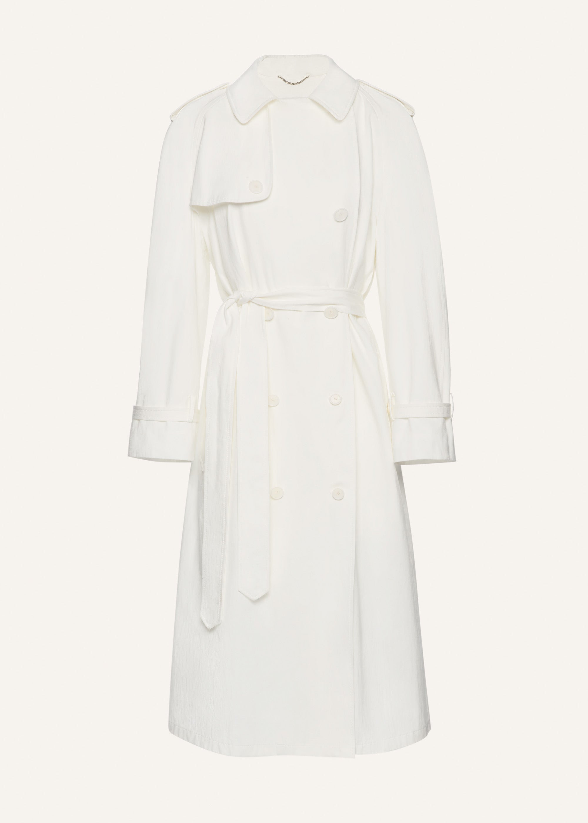 Mid-length cotton trench coat in white - 1