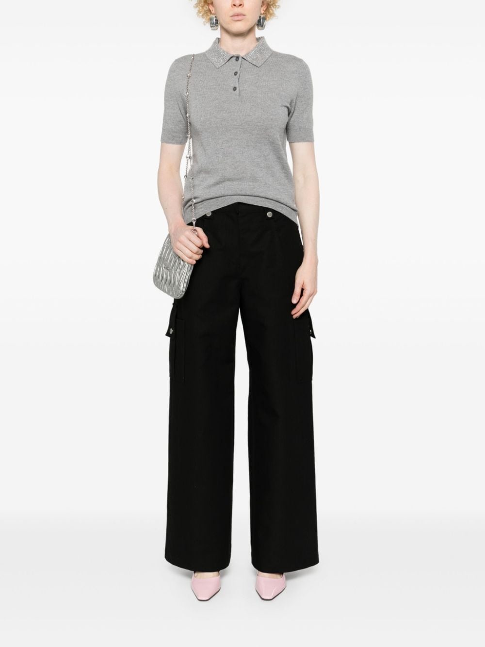 stud embellished knitted top - 2