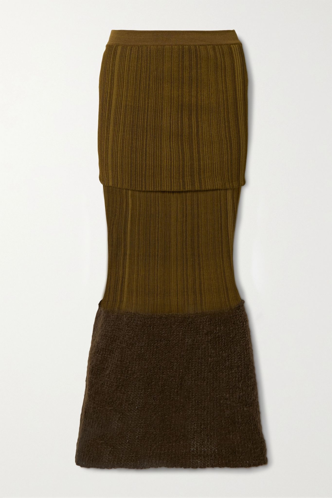 + 2 Moncler 1952 mohair-blend and ribbed silk midi skirt - 1