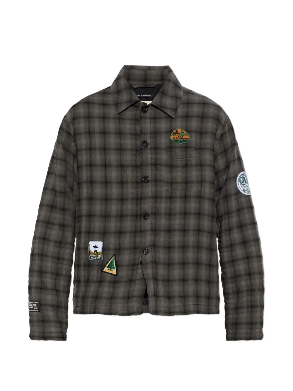 quilted checked shirt jacket - 1