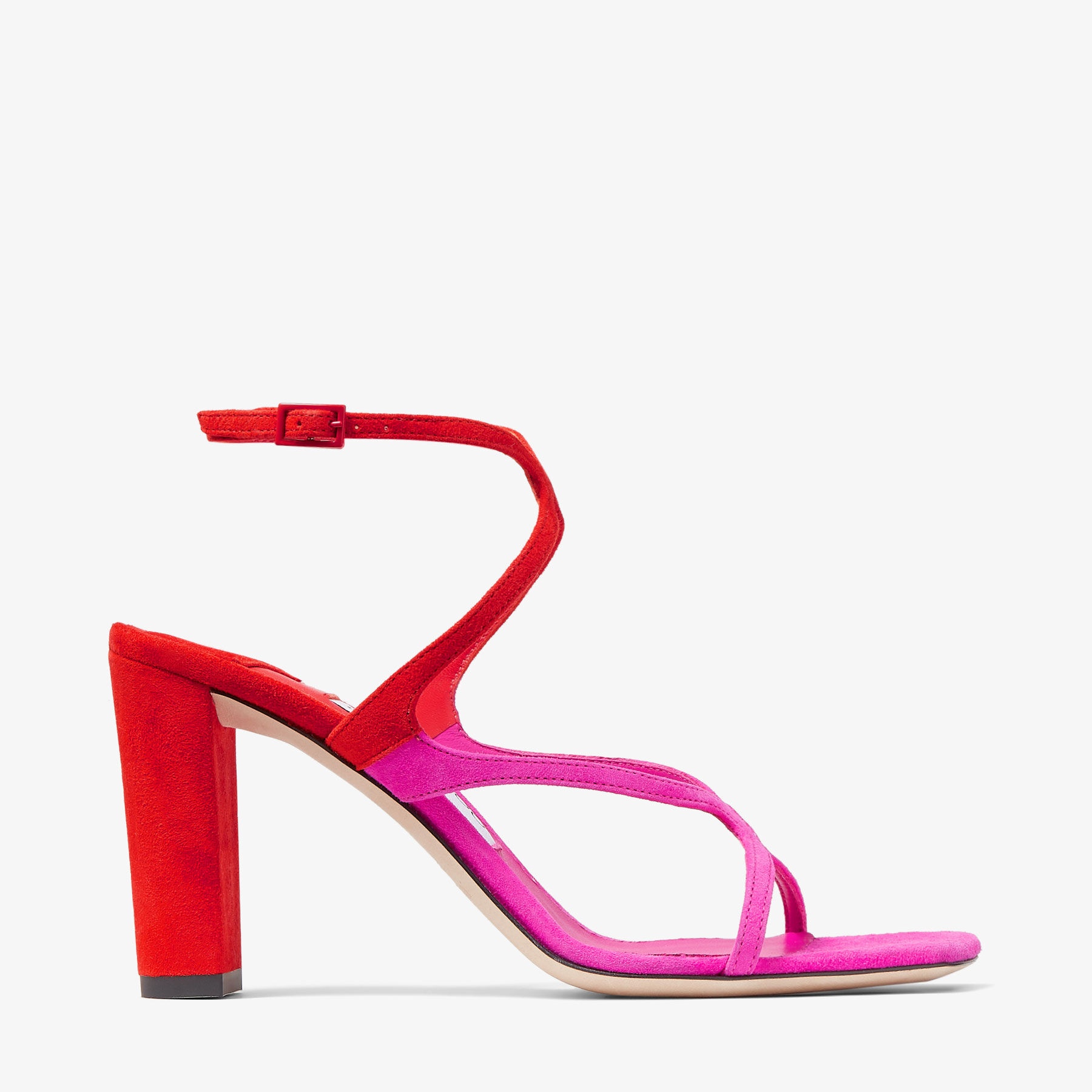 Azie 85
Fuchsia and Paprika Patchwork Suede Sandals - 1