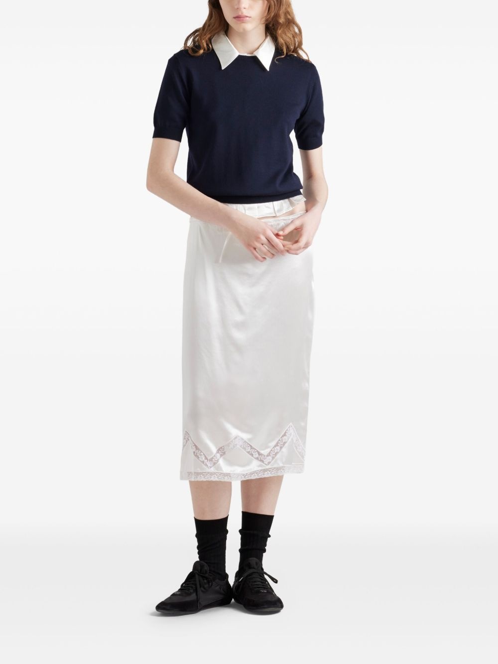 embroidered satin midi skirt - 2