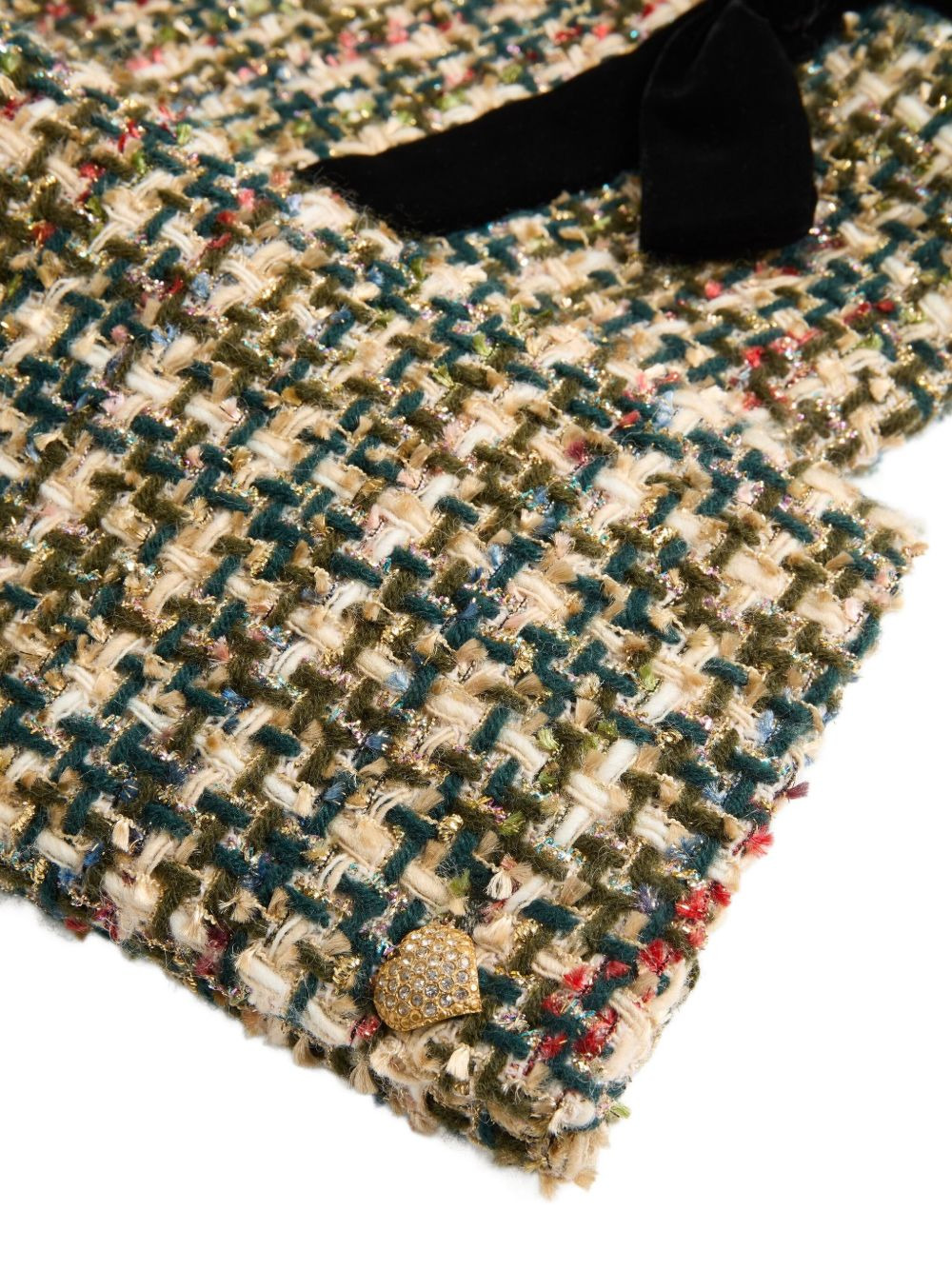 bow-belt tweed jacket - 5