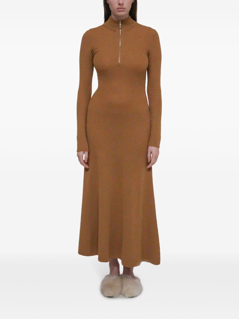 zip-up ribbed knit dress - 2