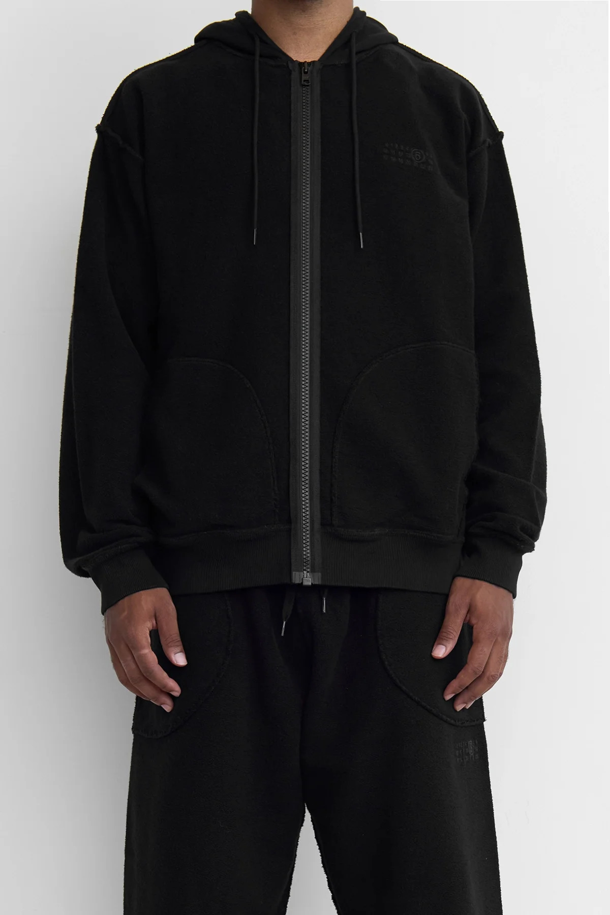 MM6 Reversed Sweat Zip Up Hoodie Black - 4