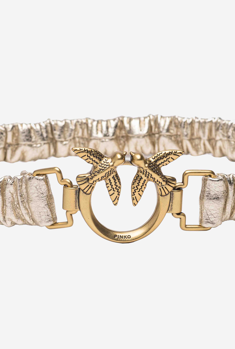 PINKO LAMINATED THIN BELT WITH GATHERING AND LOVE BIRDS 2CM outlook