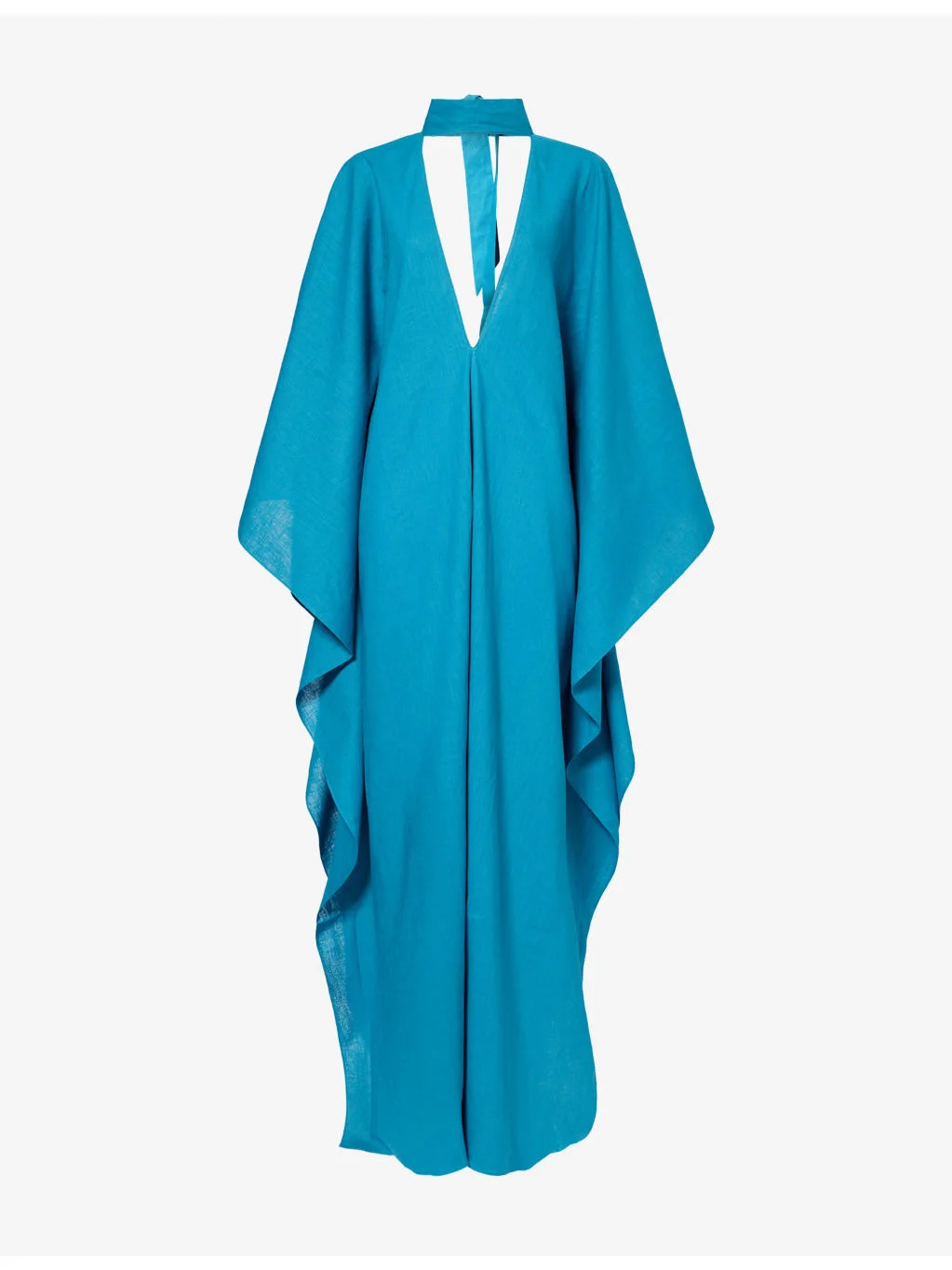 V-Neck Draped Linen Kaftan - 1