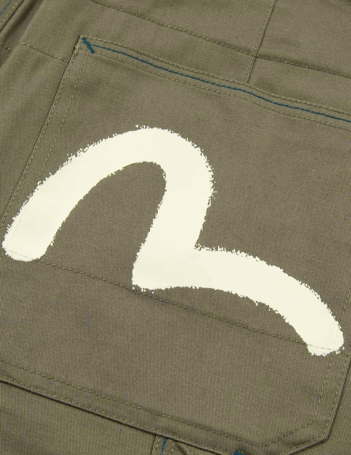 STENCIL SLOGAN AND SEAGULL PRINT BERMUDA PANTS - 7