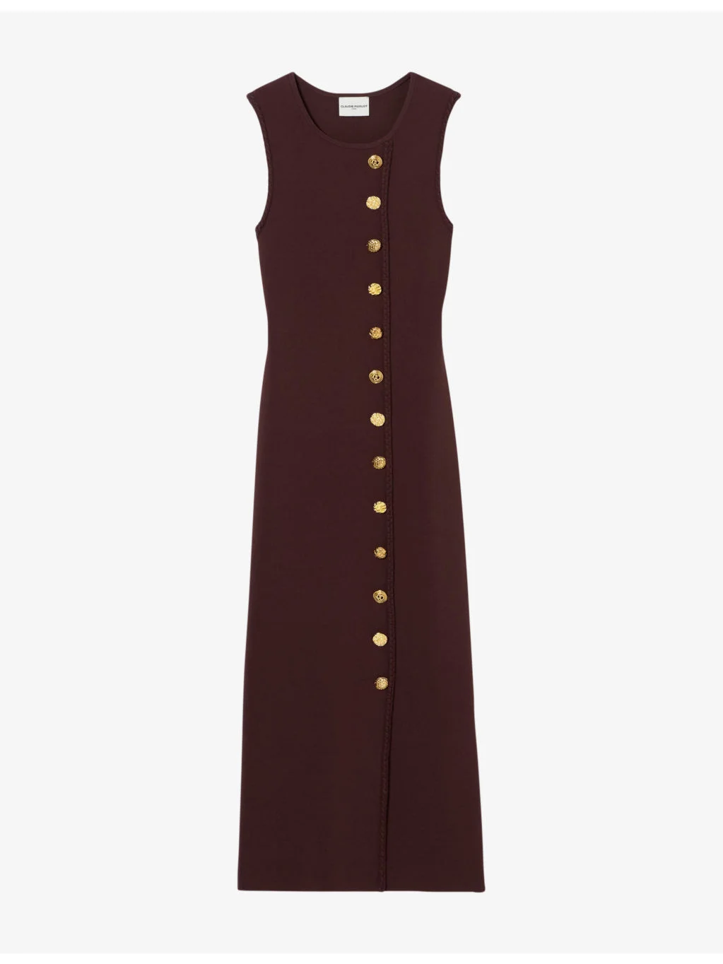 Sleeveless Button-Front Knitted Midi Dress - 1