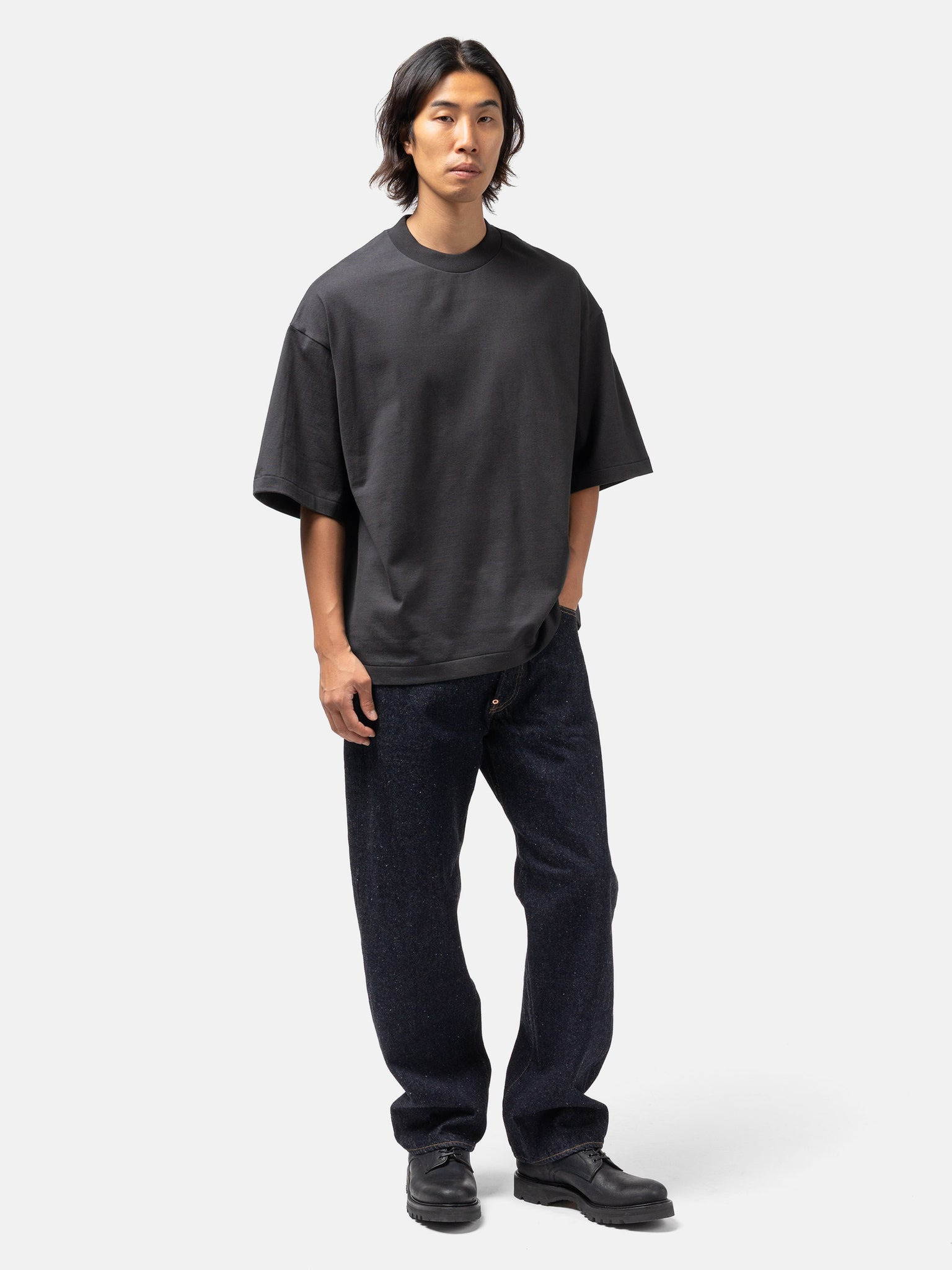 Suvin Supima Tube Half Sleeve Tee Heavy Ink Black - 2