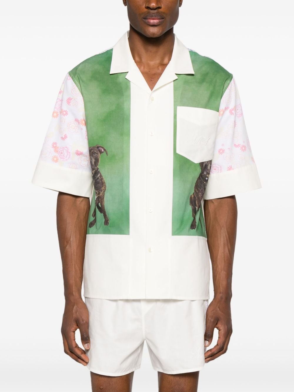 Calendar-print panelled shirt - 4