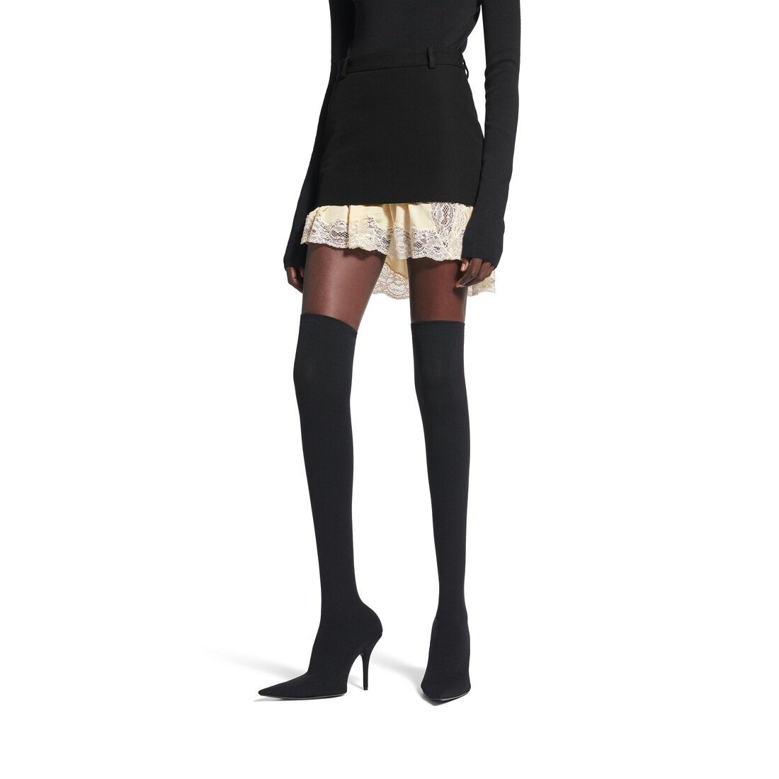 Women's Lingerie Mini Tailored Skirt in Black - 5