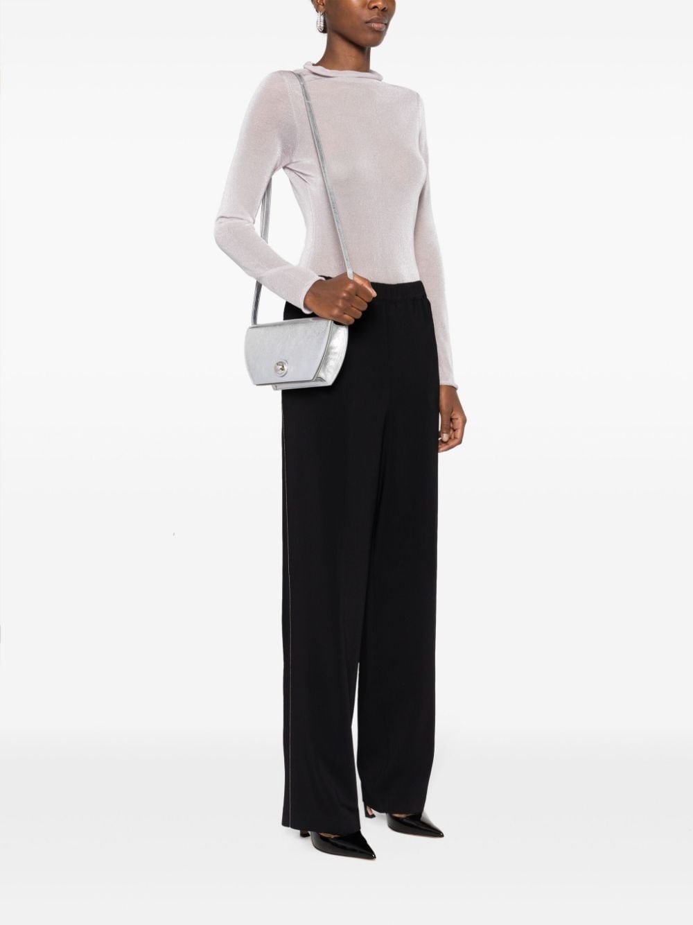 metallic-leather cross body bag - 2