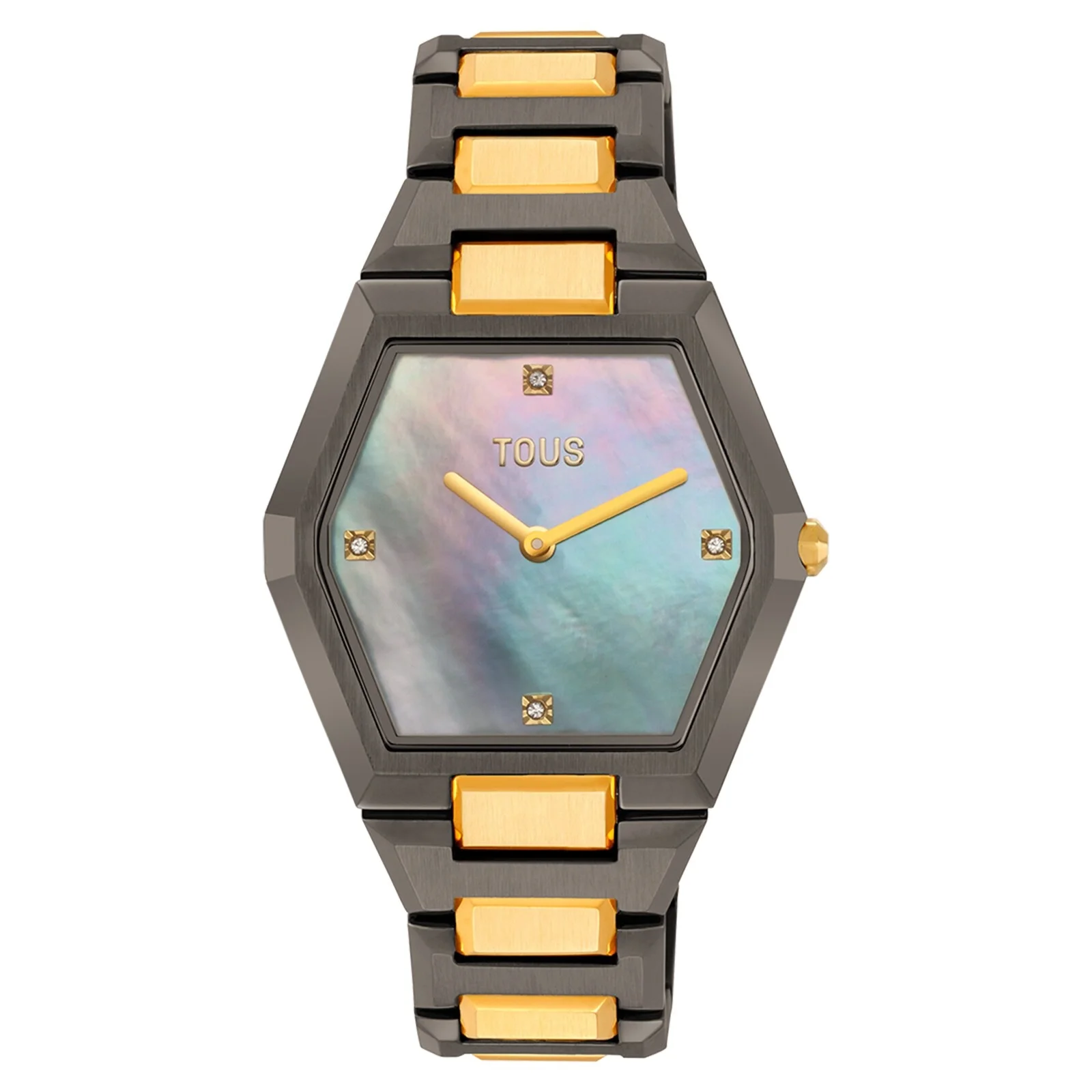 Analog watch with black and gold-colored steel bracelet and gray mother-of-pearl face Karat - 1
