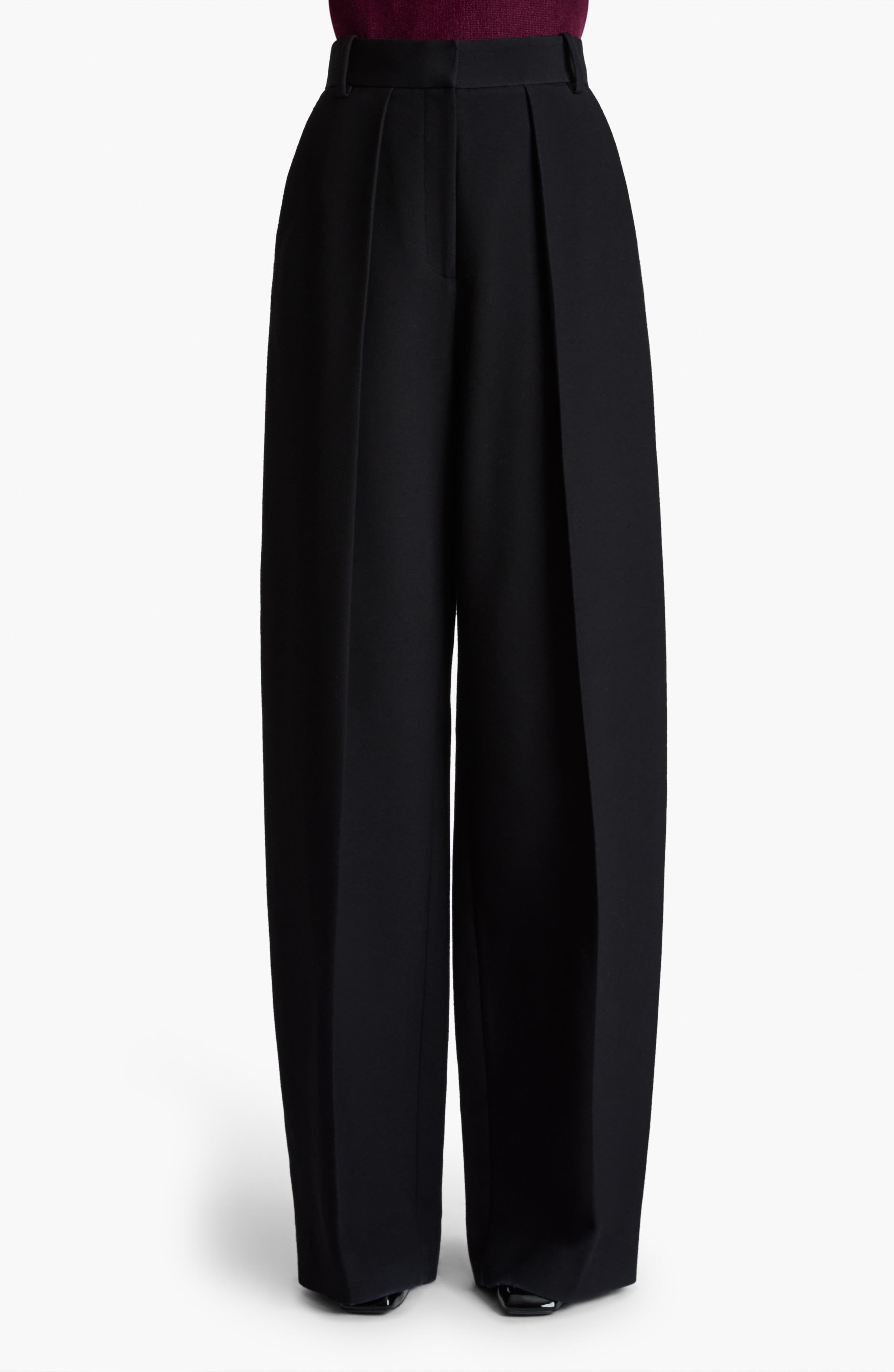 Khaite Maris High Waist Barrel Leg Pants in Black at Nordstrom - 1
