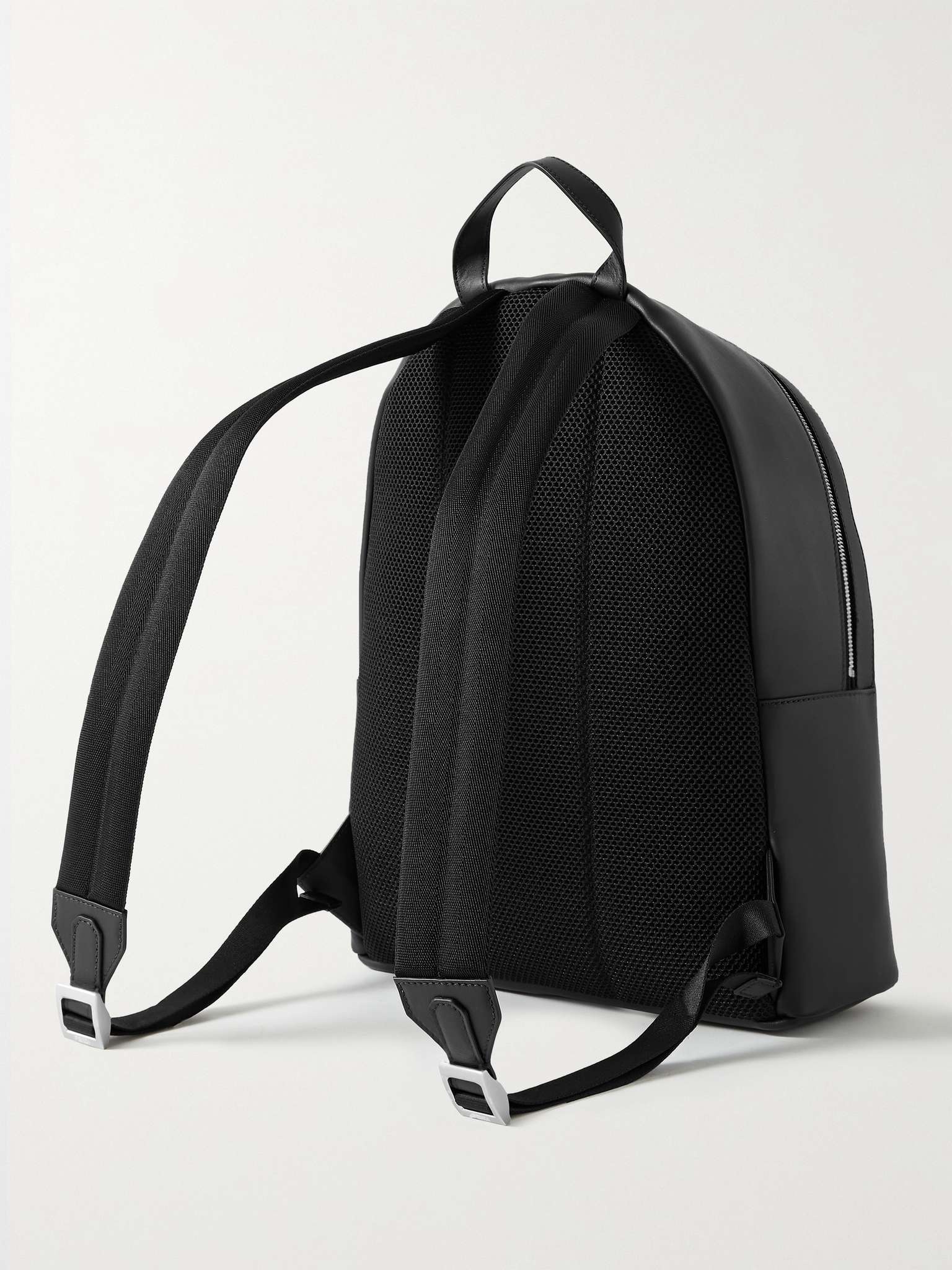 Logo-Embossed Leather and Mesh Backpack - 4