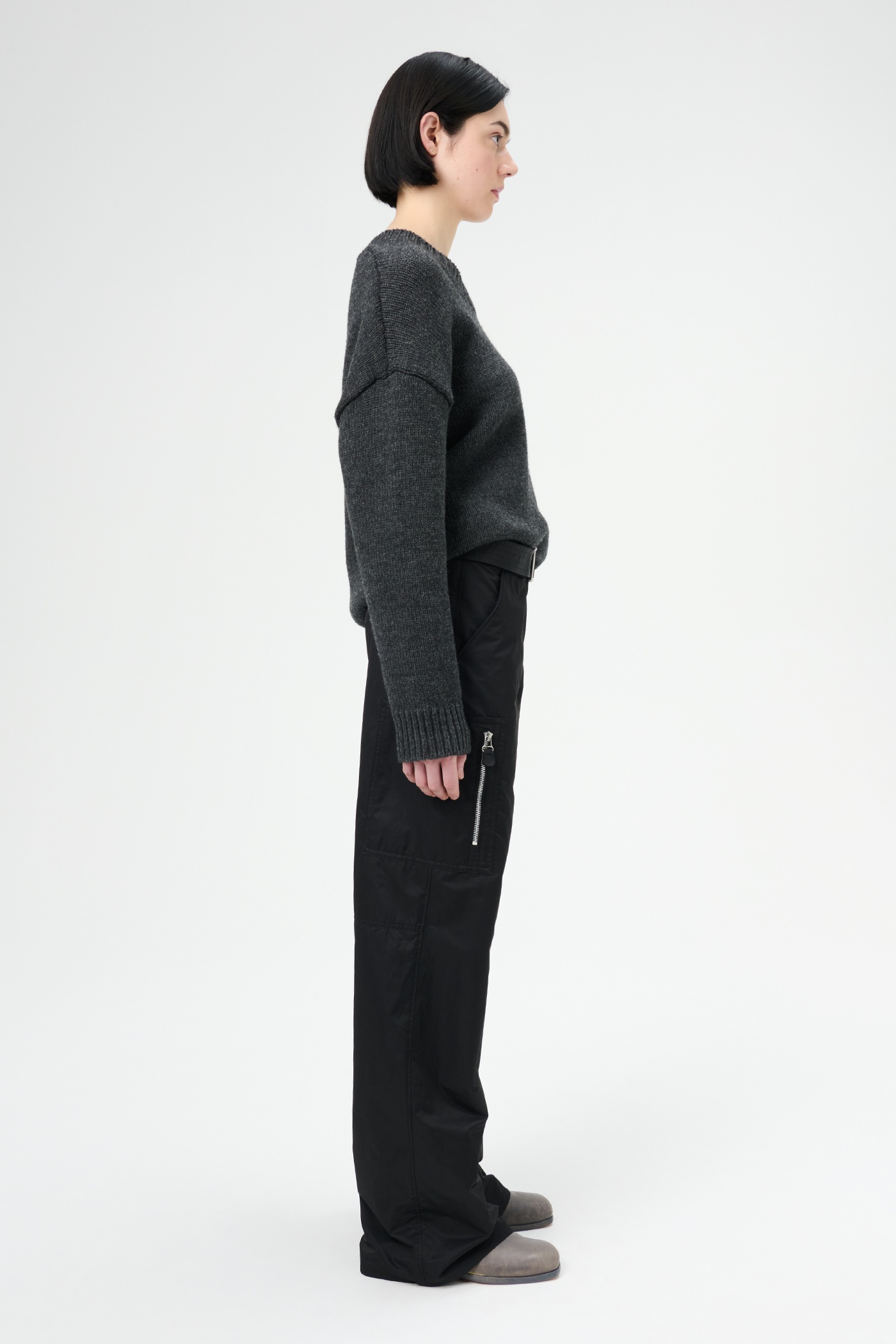 Pilot Trousers Black High Gloss Sateen - 4