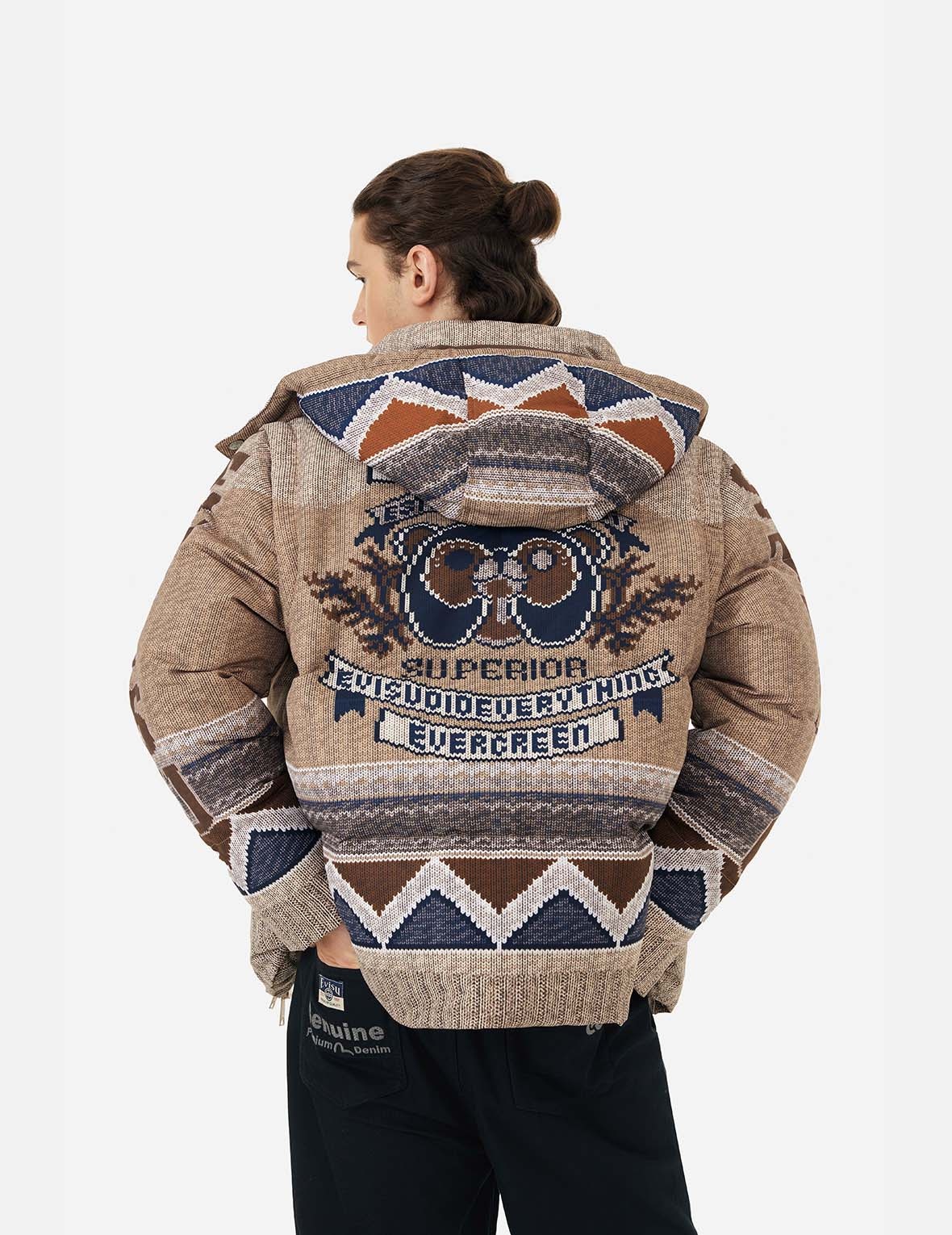 Allover Chimayo Tapestry Knit Print Regular Fit Down Jacket - 5