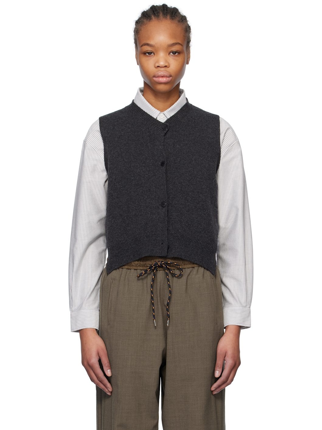 Gray Wool & Cashmere Vest - 1
