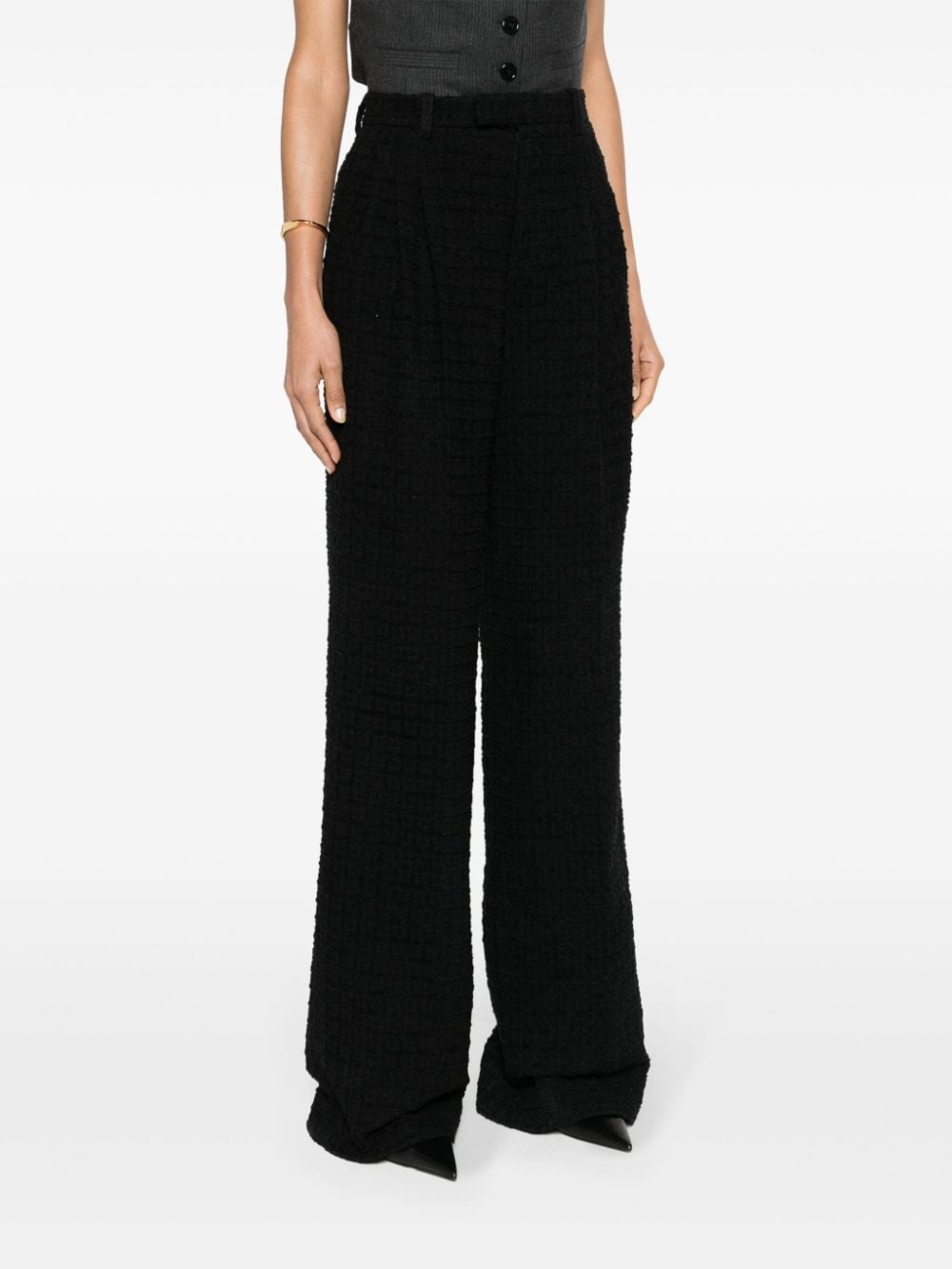 waffle-effect tweed trousers - 3