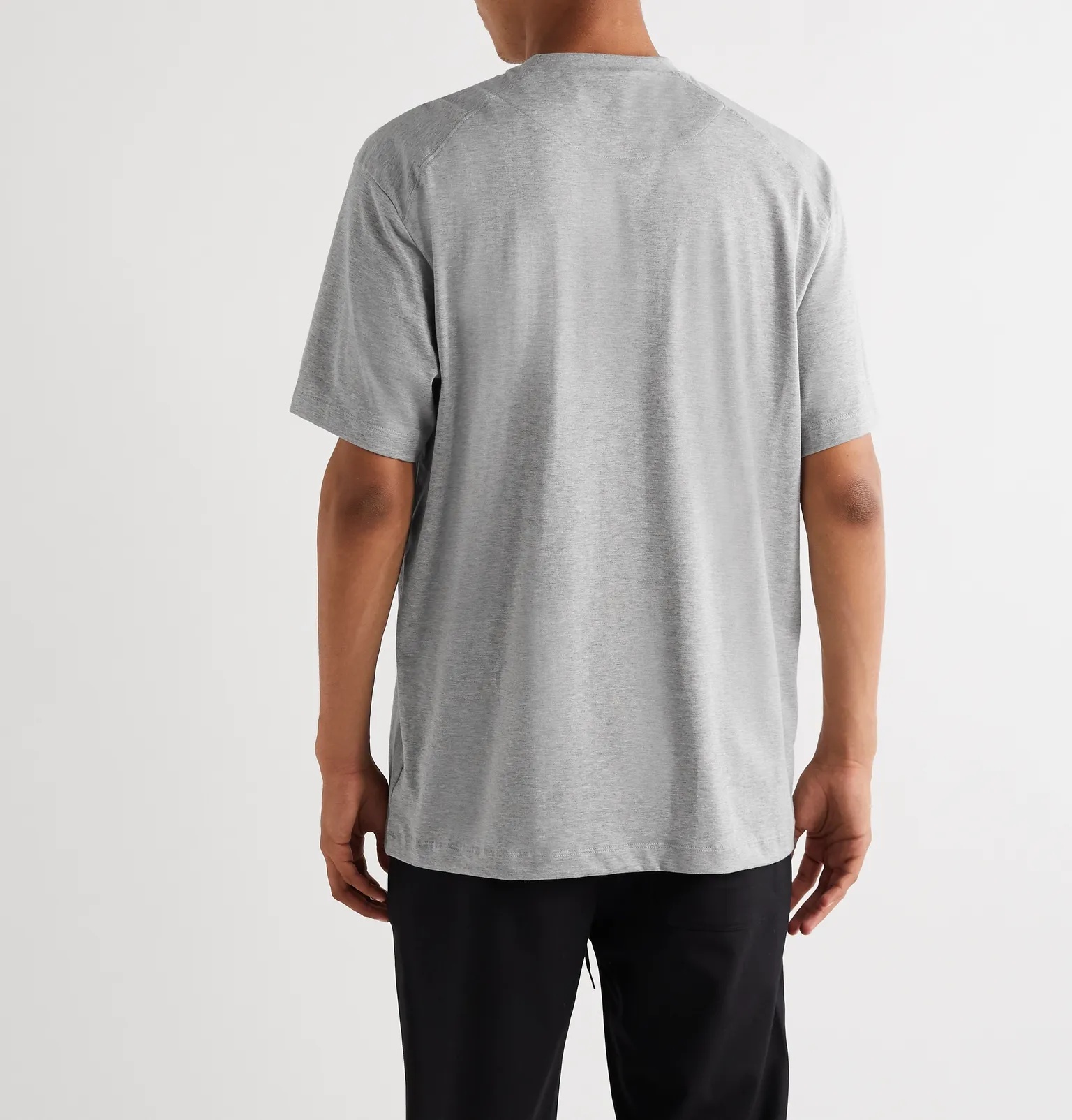Logo-Print Mélange Cotton-Jersey T-Shirt - 4