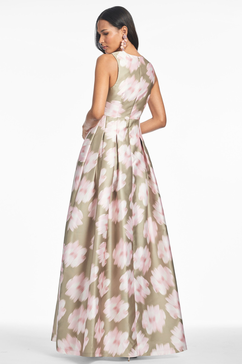 Brooke Gown - Green Ikat Floral 3