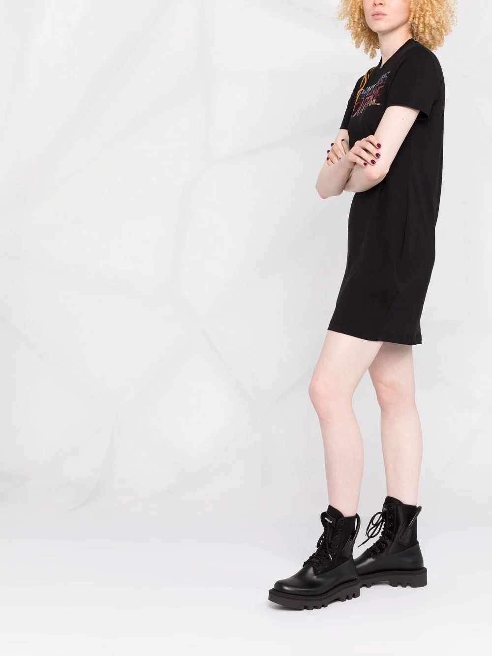 sequin-logo T-shirt dress - 4