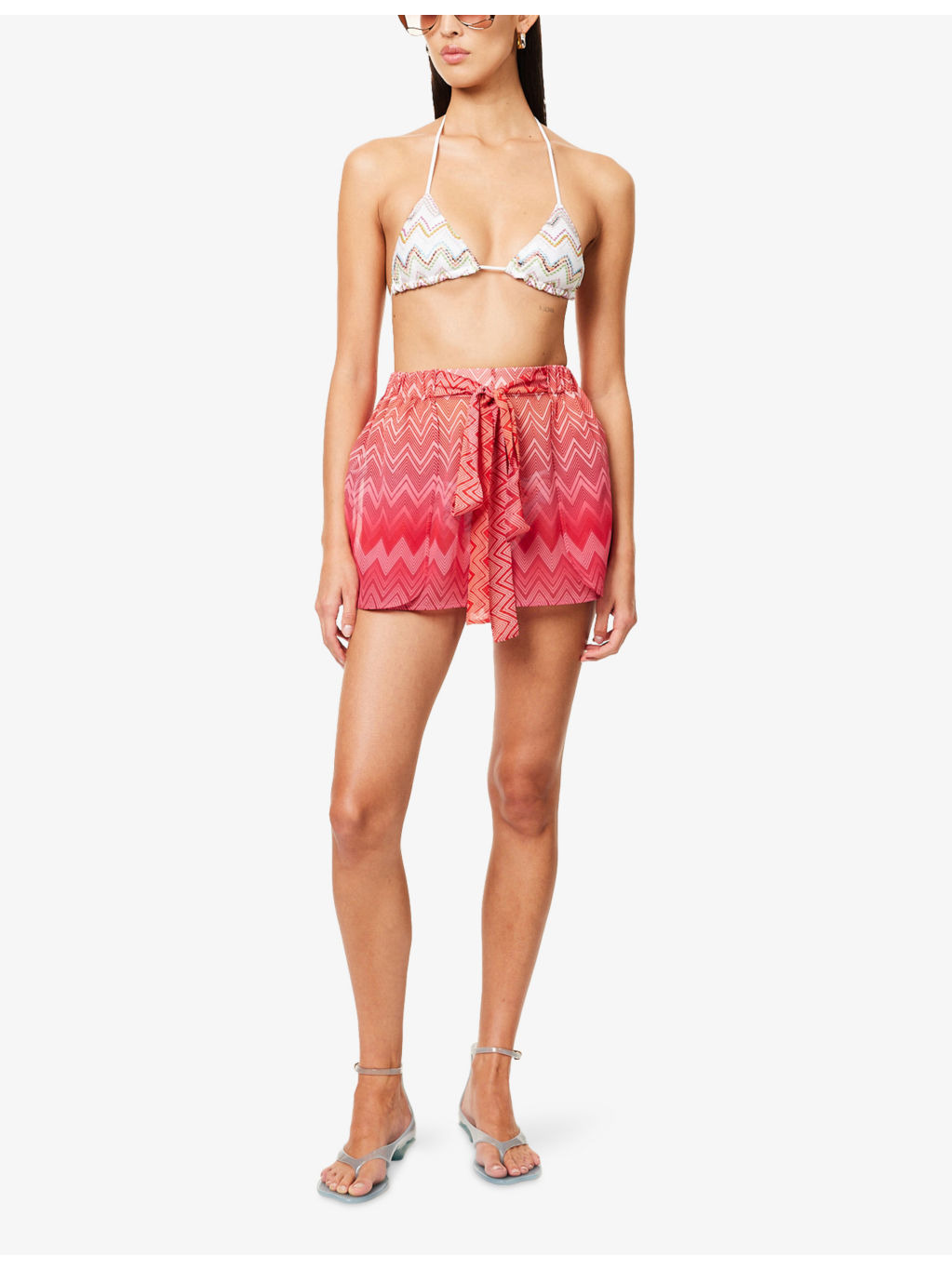 Chevron Drawstring Silk Shorts - 2
