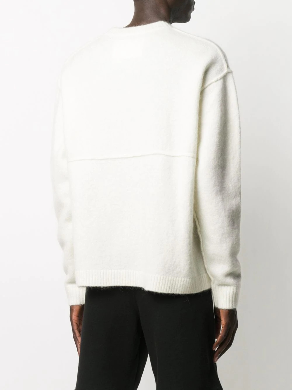 embroidered logo paneled knit jumper - 4