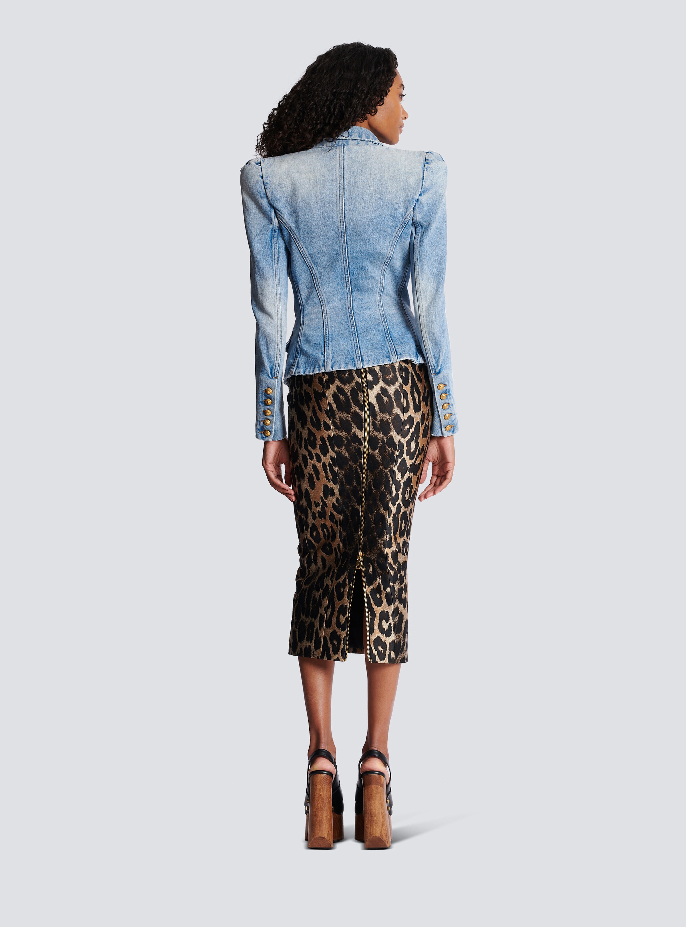 Slim-fit faded denim tailored jacket - 4