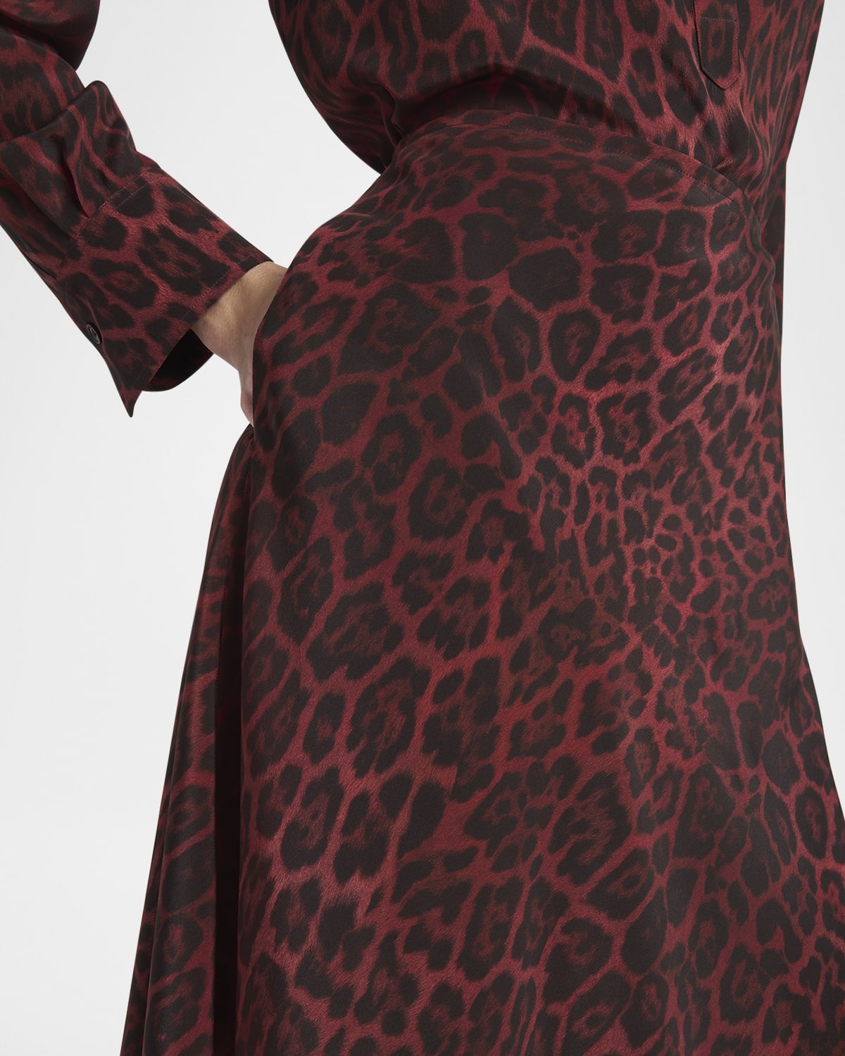 Leopard Print Asymmetric Silk Skirt - 4