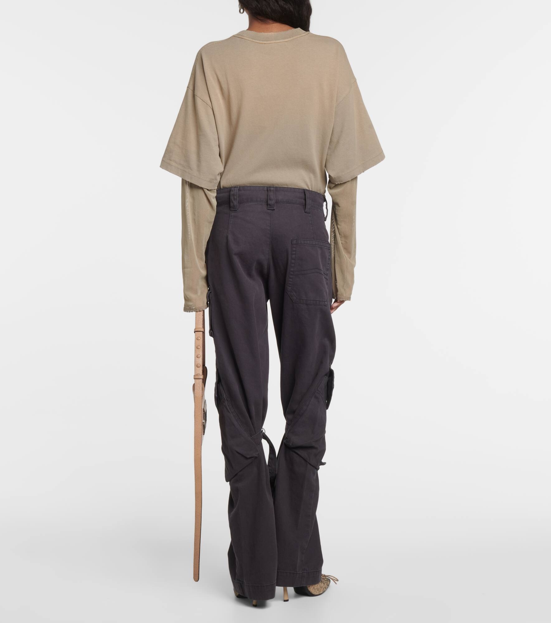 Mid-rise cotton canvas cargo pants - 3