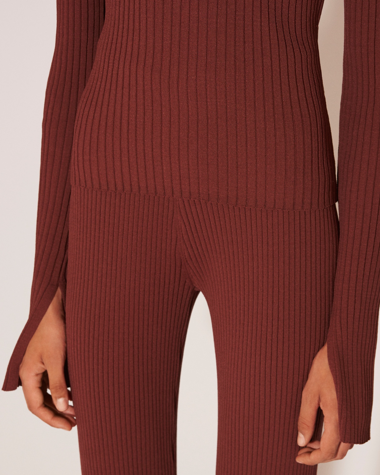 NATALIE - Viscose-rib sweater - Mahogany - 5