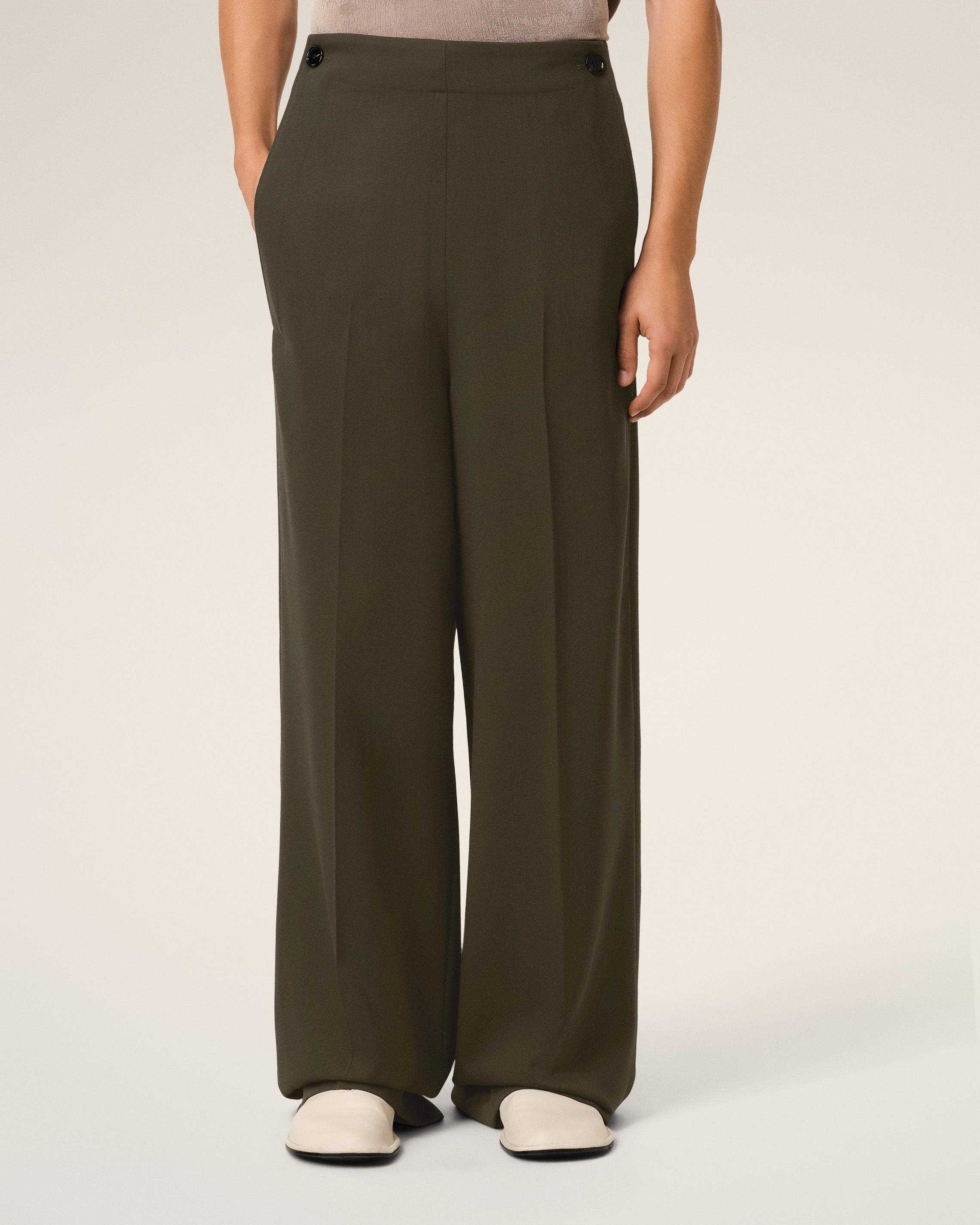 GREEN WOOL SAILOR TROUSERS - 3