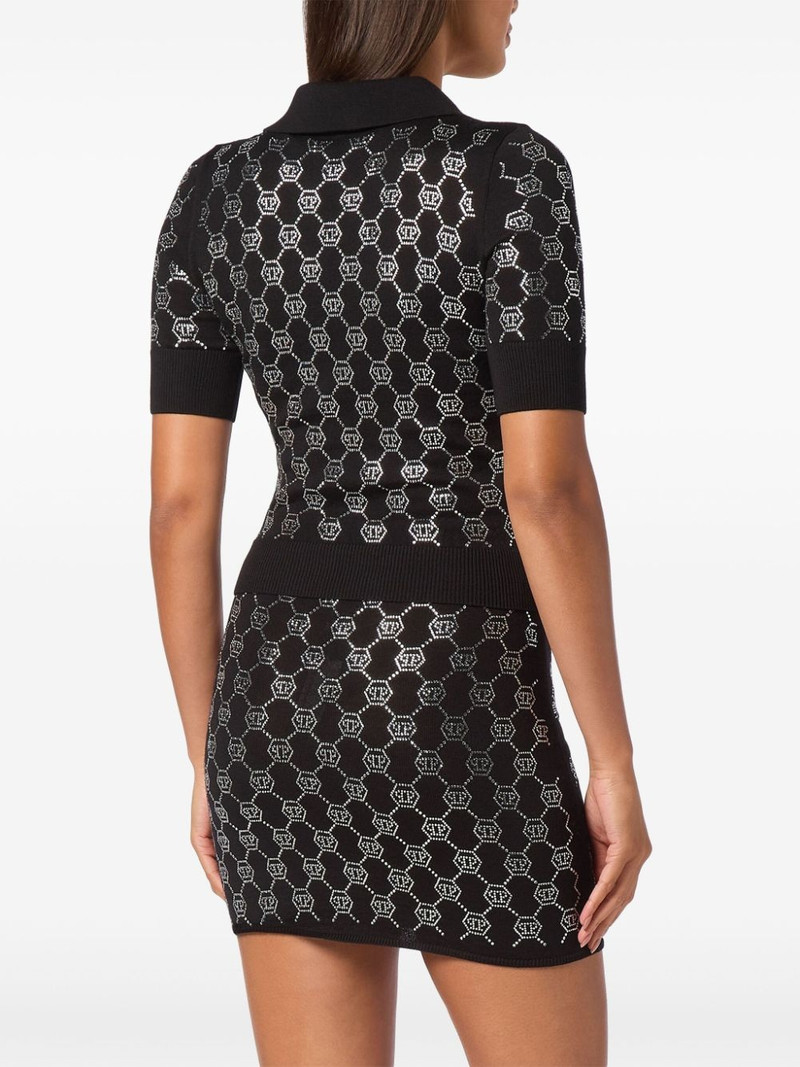 PHILIPP PLEIN crystal-embellished polo top outlook