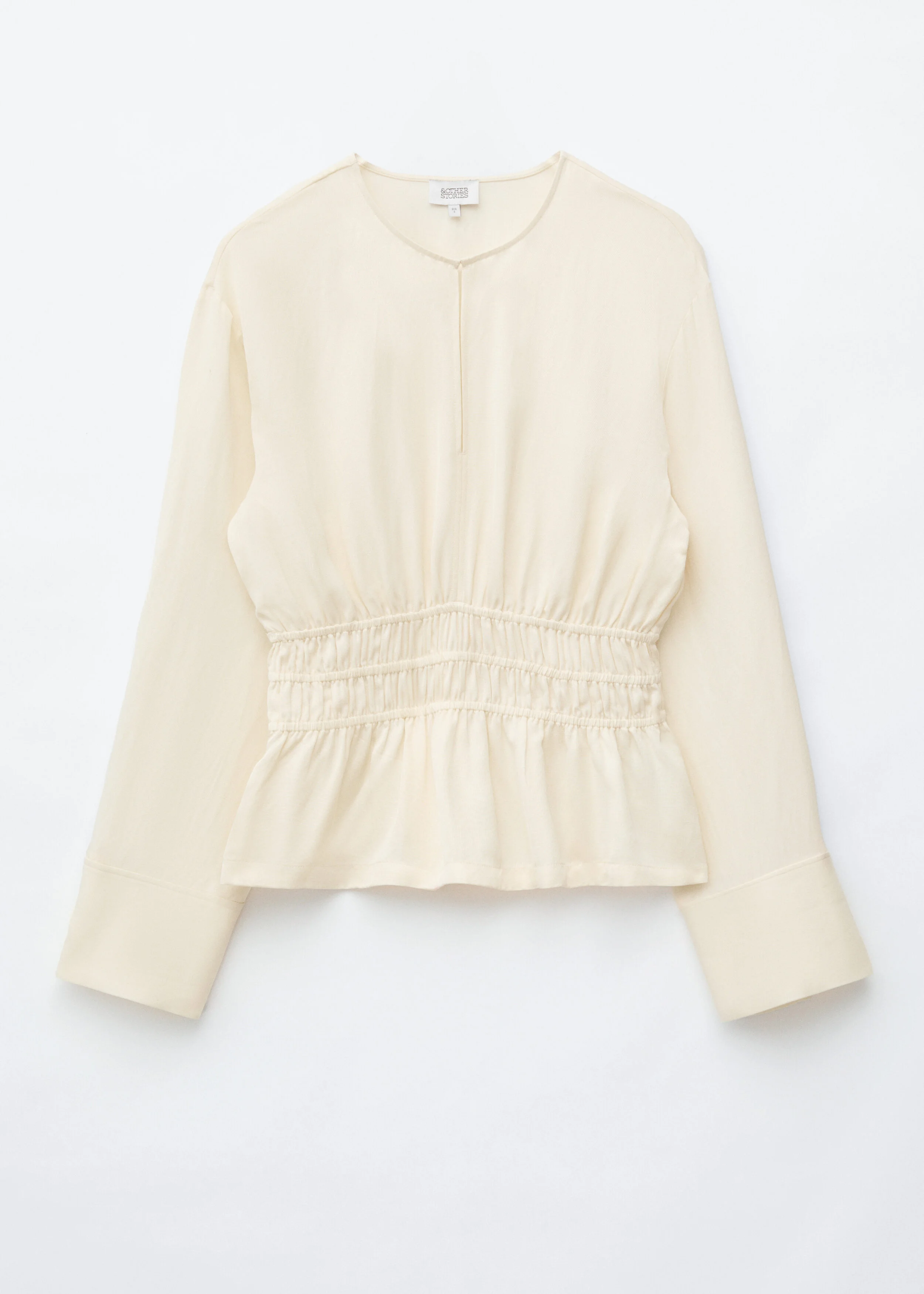 Smocked Waist Linen Blouse - 1