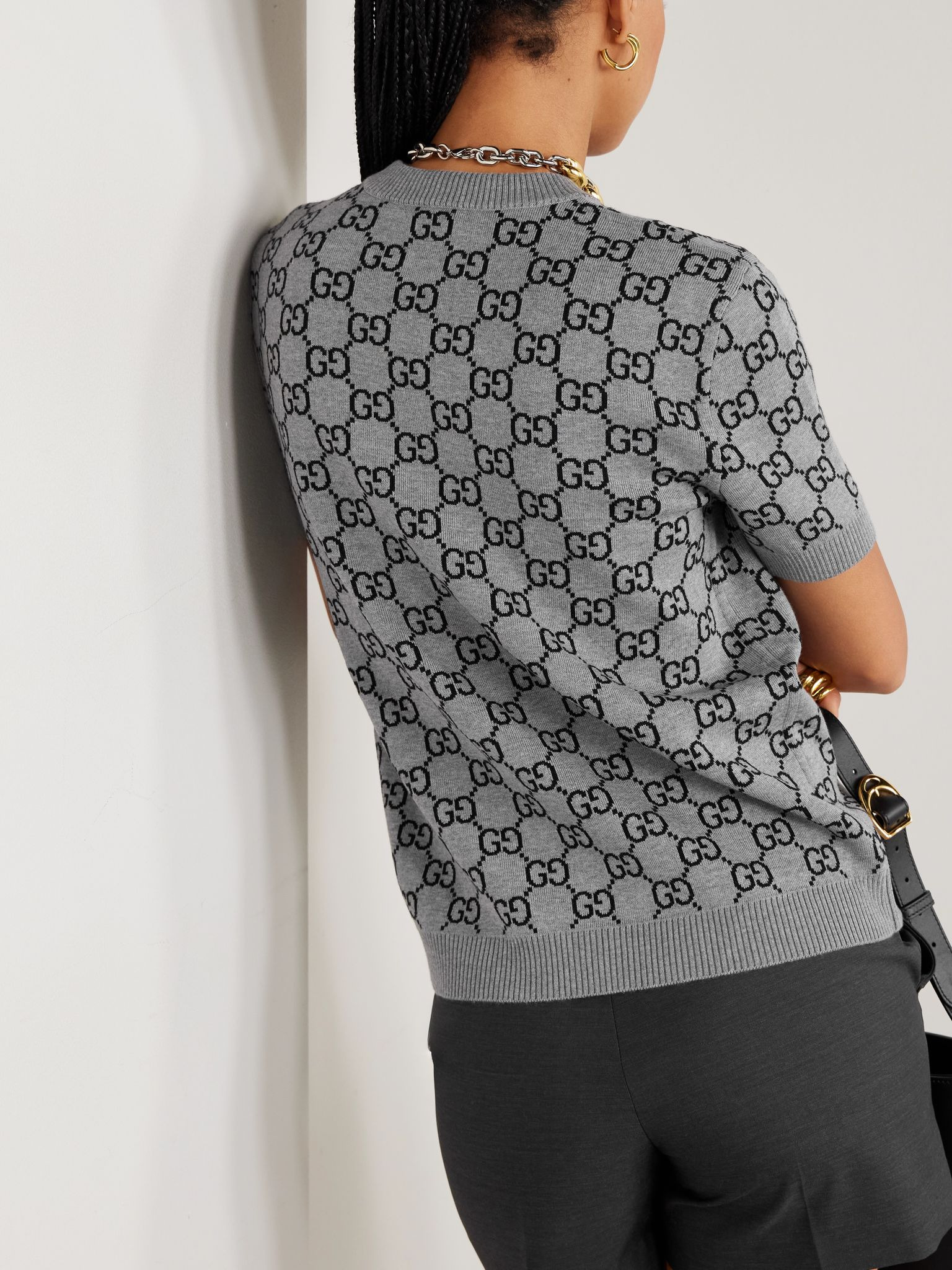 Jacquard-knit wool-blend sweater Gray - 4