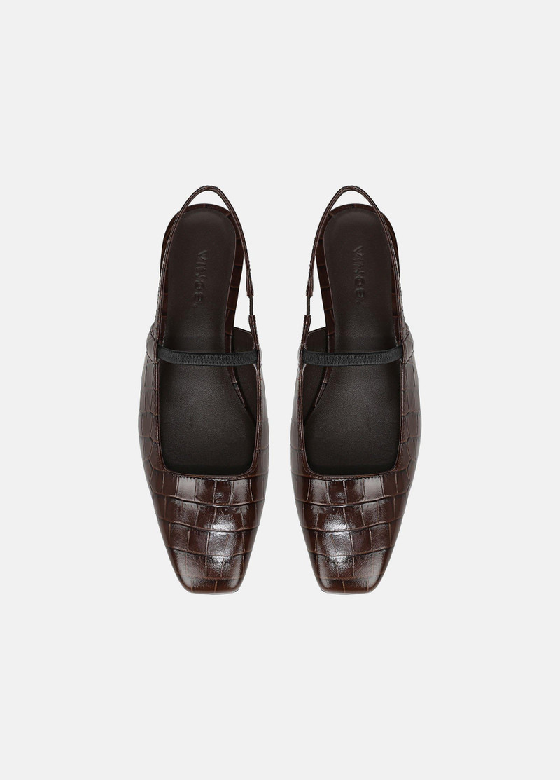 Venice Croc-Embossed Leather Slingback Flat 4